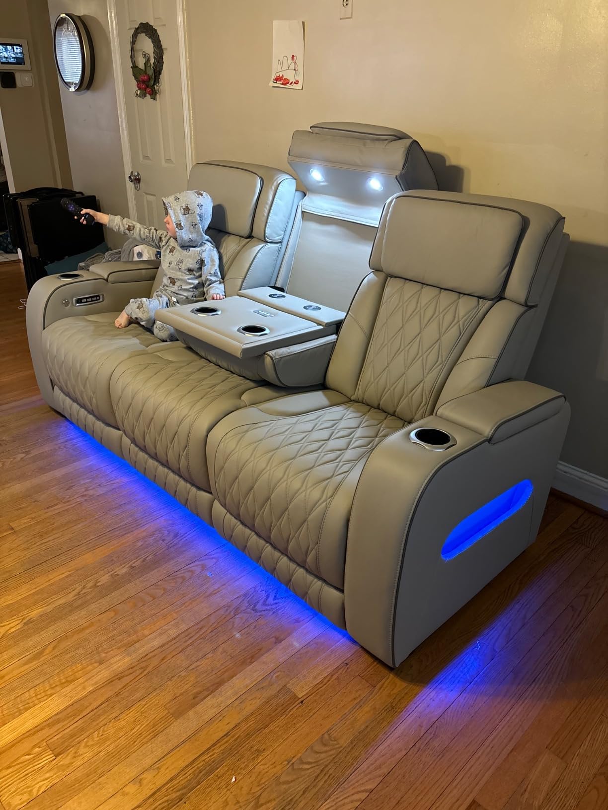 Signature Design by Ashley 3-Seat Power Reclining Sofa, Heat, Massage, Gray customer photo 1