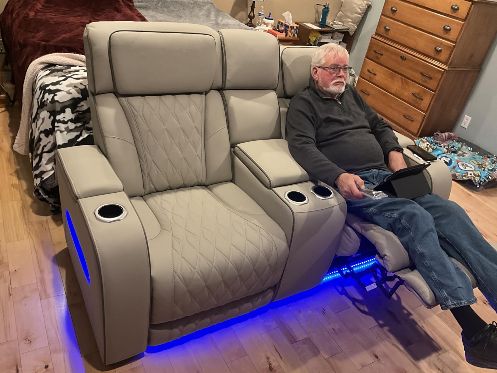 Signature Design by Ashley 3-Seat Power Reclining Sofa, Heat, Massage, Gray customer photo 2