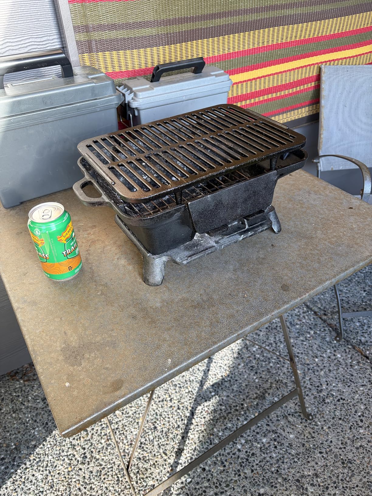 Hibachi Grill Outdoor, Portable Mini Charcoal Grill, Pre-Seasoned Cast Iron, Small Japanese Yakitori Tabletop Skillet Grill Stove for Outdoor Camping customer photo 1