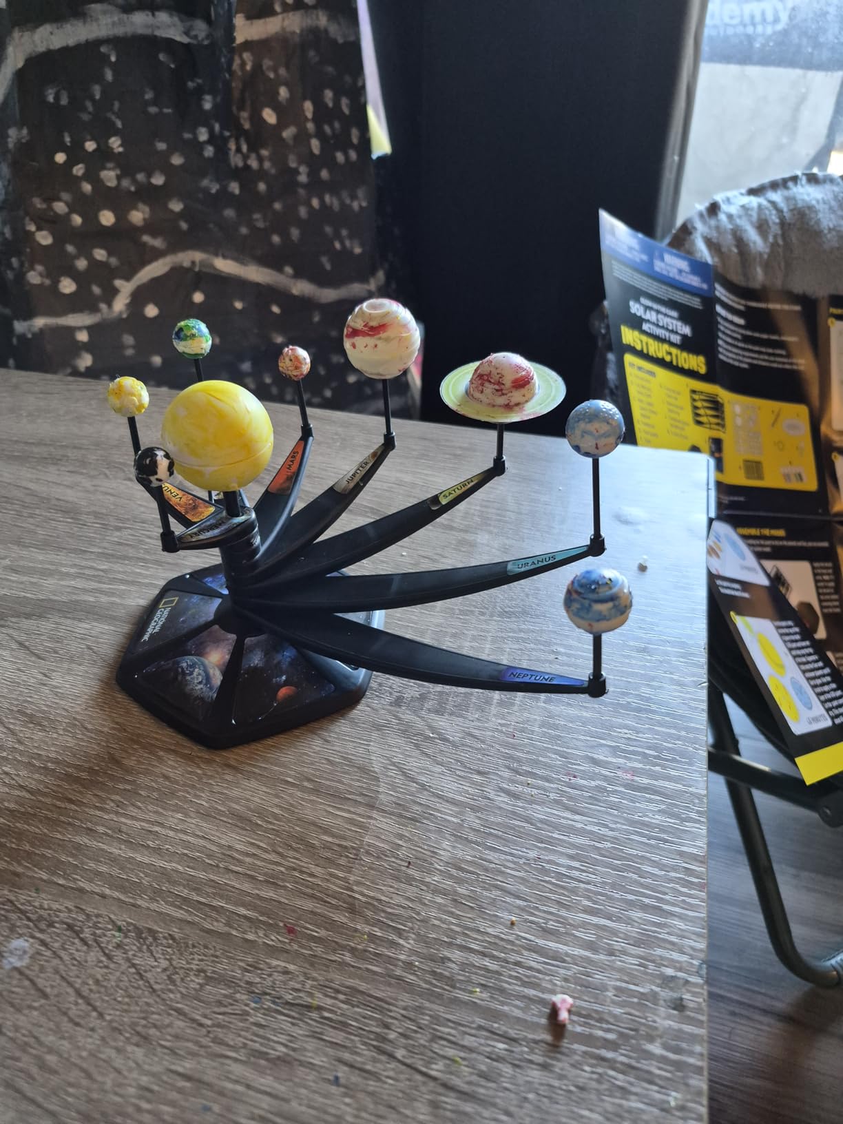 National Geographic Glow in the Dark Solar System Model for Kids Ages 8-12 | Build and Paint 3D Planets with Movable Arms, Space Bedroom Decor, Astronomy STEM Project, Birthday Gift customer photo 2