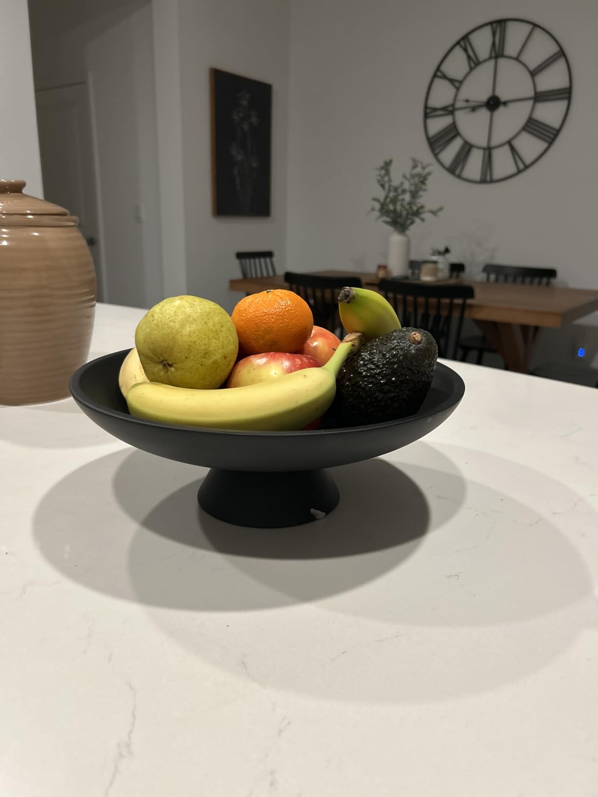 KIVY Concrete Fruit Bowl for Kitchen Counter - Large Decorative Bowl | Home Decor - Modern Fruit Basket for Entryway Table - Pedestal Bowl - Decorative Bowls for Home Decor - White Fruit Bowl Decor customer photo 1