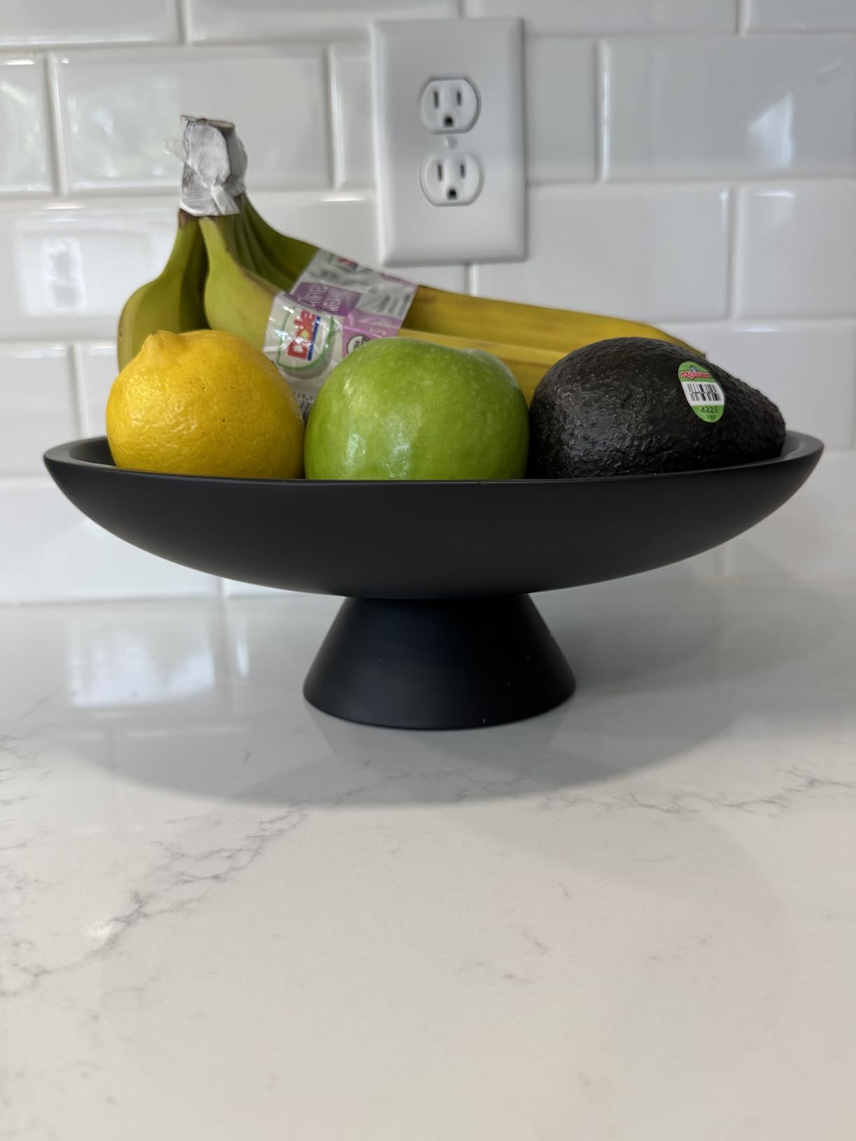 KIVY Concrete Fruit Bowl for Kitchen Counter - Large Decorative Bowl | Home Decor - Modern Fruit Basket for Entryway Table - Pedestal Bowl - Decorative Bowls for Home Decor - White Fruit Bowl Decor customer photo 2