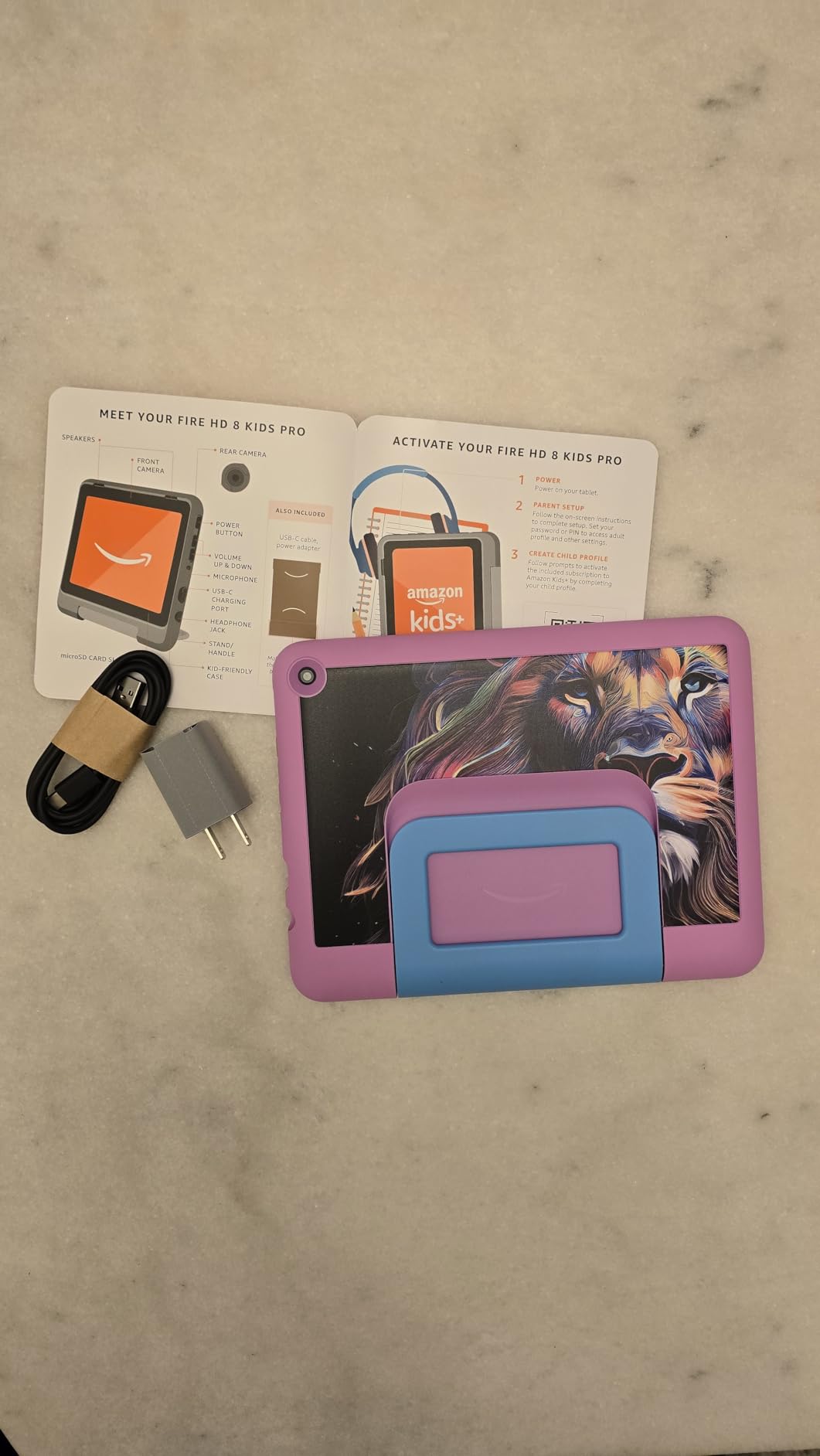 Fire HD 8 Kids Pro tablet, ages 6-12. Bright 8