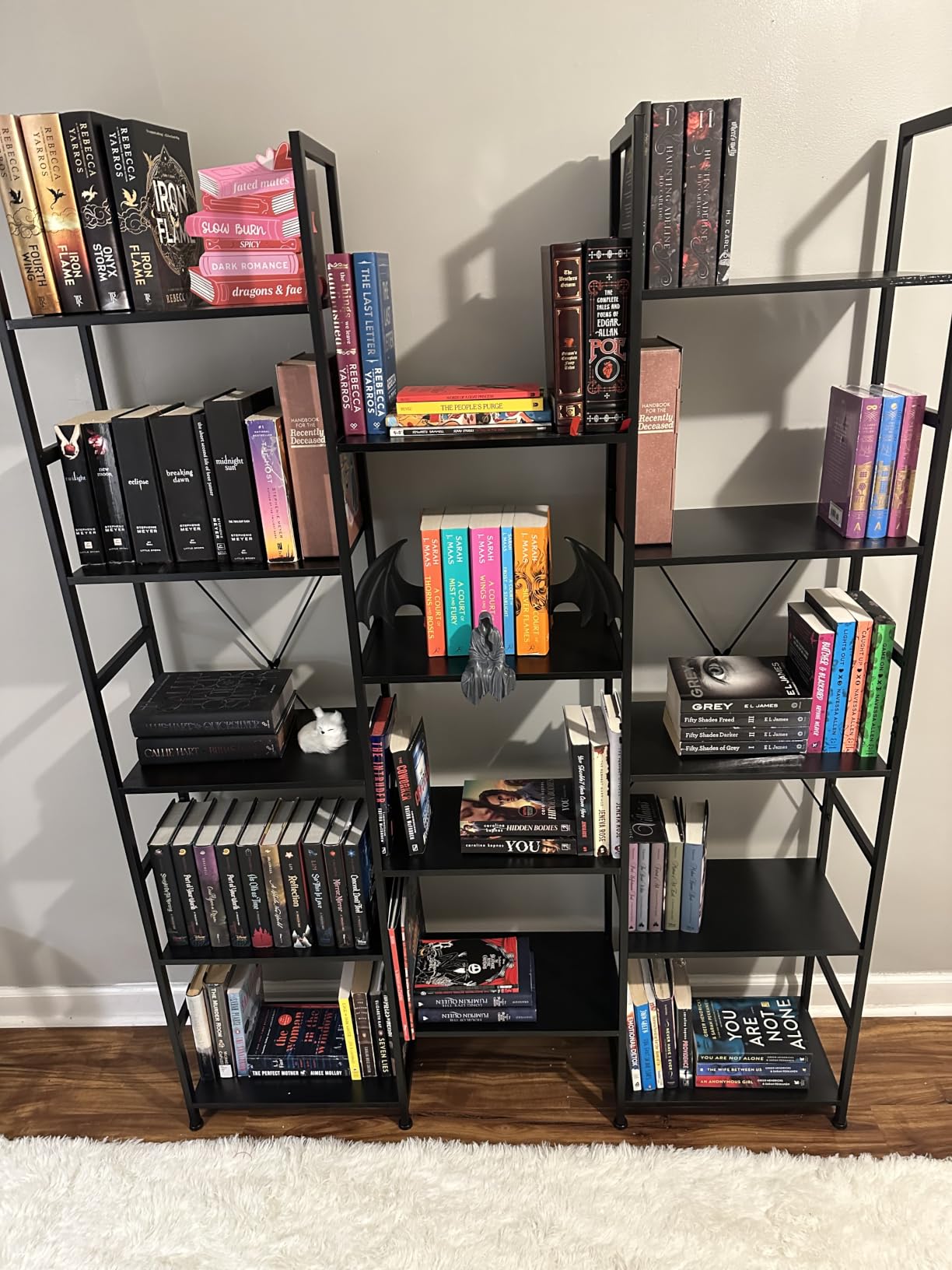 NUMENN Triple Column 5 Tier Bookshelf with 14 Adjustable Shelves, Vintage, Metal Frame & Wood Shelves, Open Freestanding Storage Unit with Supporting Bars for Bedroom, Living Room and Home Office customer photo 2