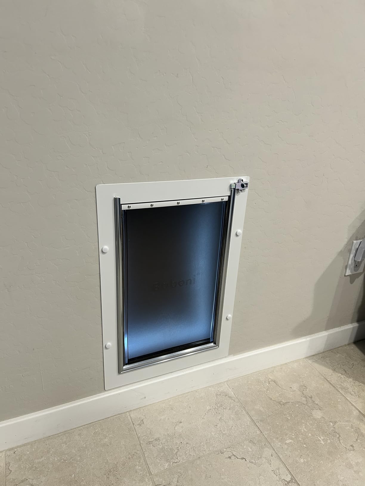 Pet Door for Wall Dog Door for Wall, 3-Flap Doggie Door with Insulation, All-Metal Frame and Telescoping Tunnel, Pets Up to 40 Lb (Medium Size) customer photo 1