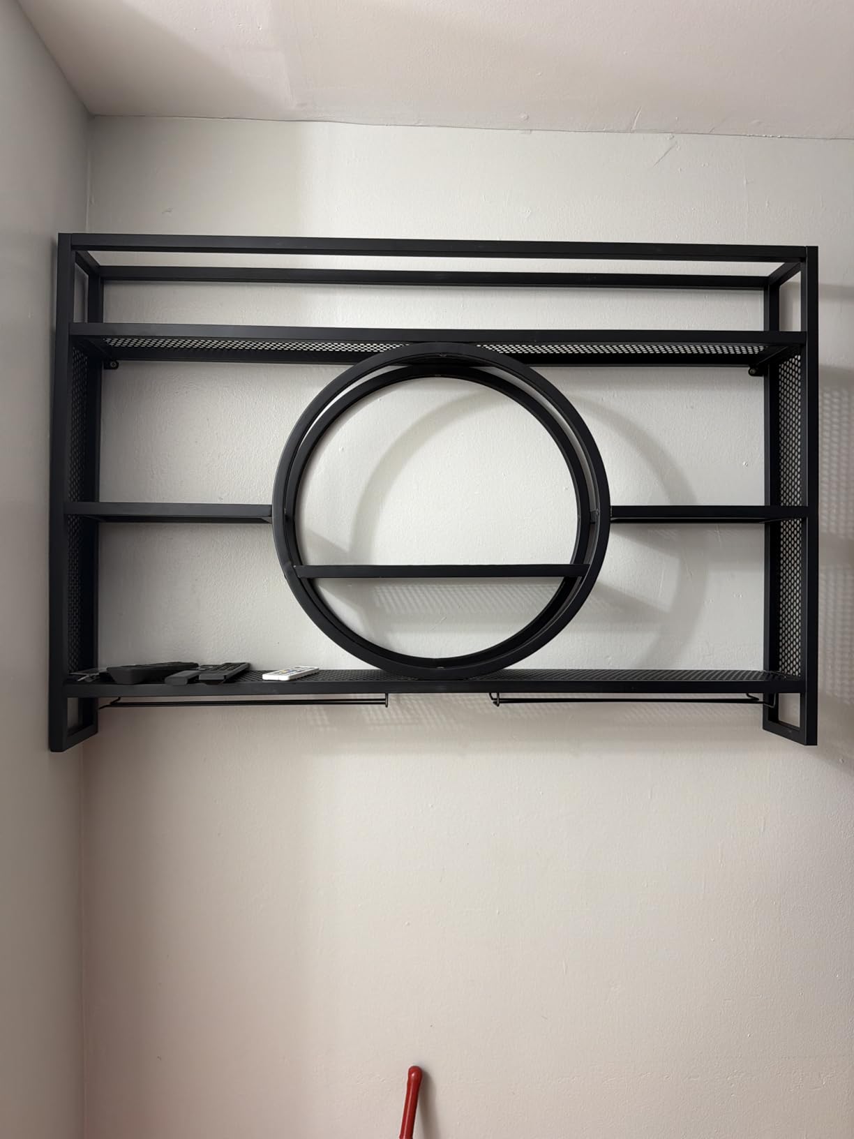 39 Inch Metal Wall Mounted Wine Rack, 3 Tier Bar Shelves with Glass Holder, Large Capacity Modern Liquor Shelves for Home Bar, Dining Room & Kitchen, Black customer photo 2