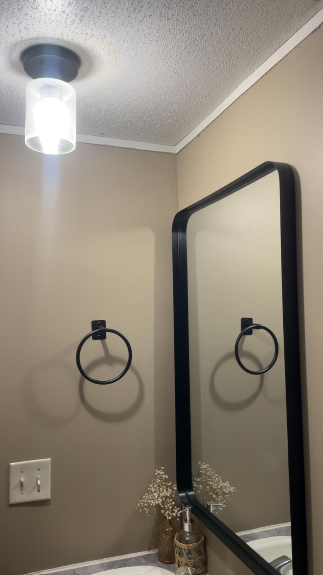 Bathroom Vanity Mirror Over Sink 24x36, Silver Wall Brushed Nickel Mirror | Rosynee Matte Metal Chrome Framed Rectangle Large Mirror for Restroom, Bedroom, Entryway Decor, Wall Mounted customer photo 1