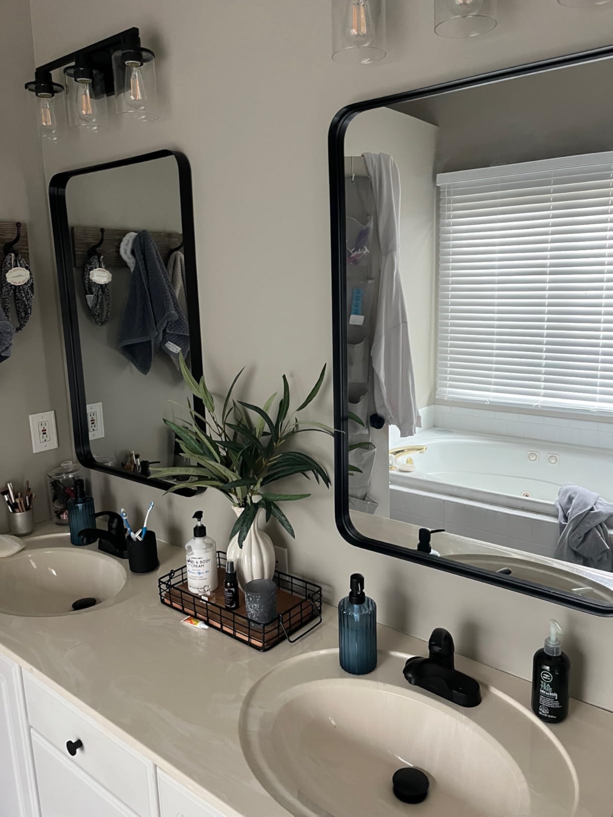 Bathroom Vanity Mirror Over Sink 24x36, Silver Wall Brushed Nickel Mirror | Rosynee Matte Metal Chrome Framed Rectangle Large Mirror for Restroom, Bedroom, Entryway Decor, Wall Mounted customer photo 2