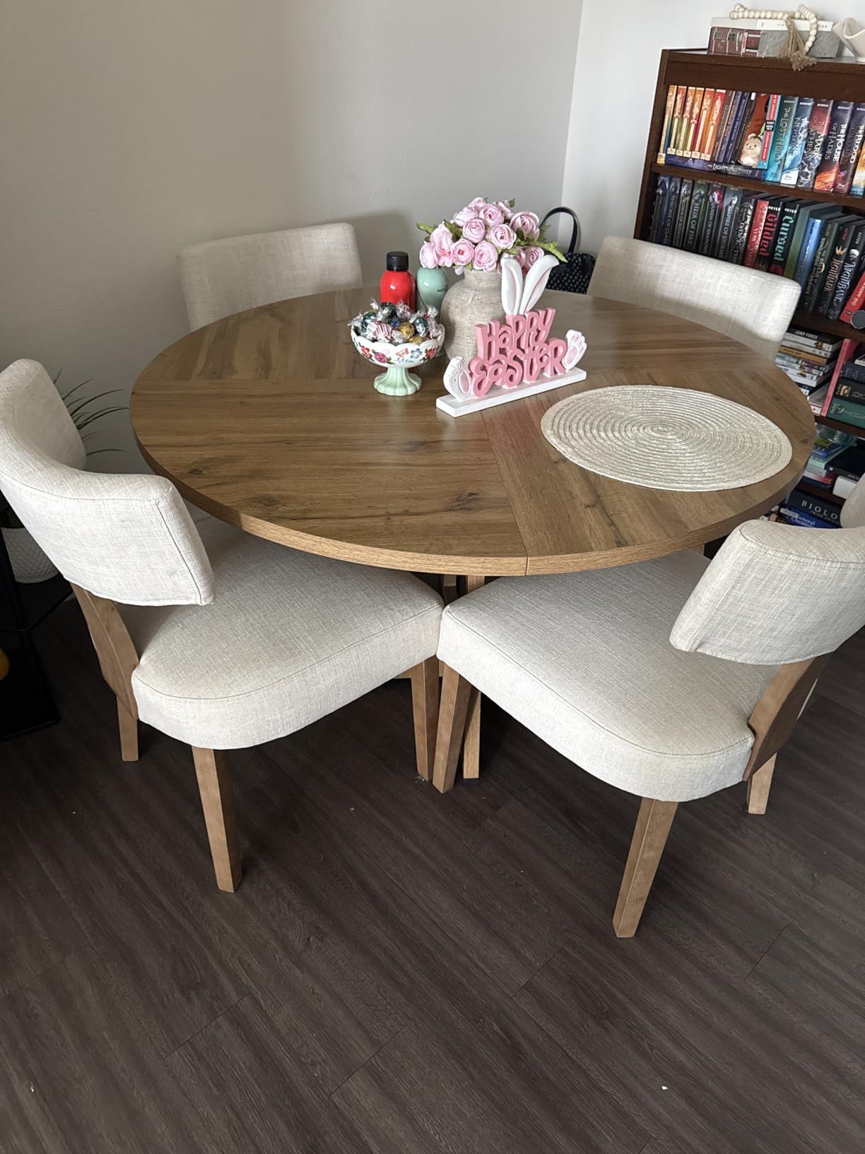 Tribesigns 47 inch Round Dining Table Wood Kitchen Table for Dining Room, 47