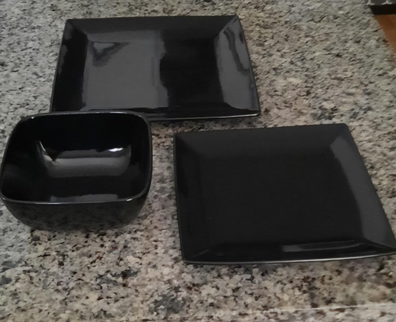 vancasso Soho Dinnerware Sets 12 Pieces, Black Stoneware Square Place Setting, Plates and Bowls Sets, Dinner Plate, Dishes Set for 4 customer photo 2