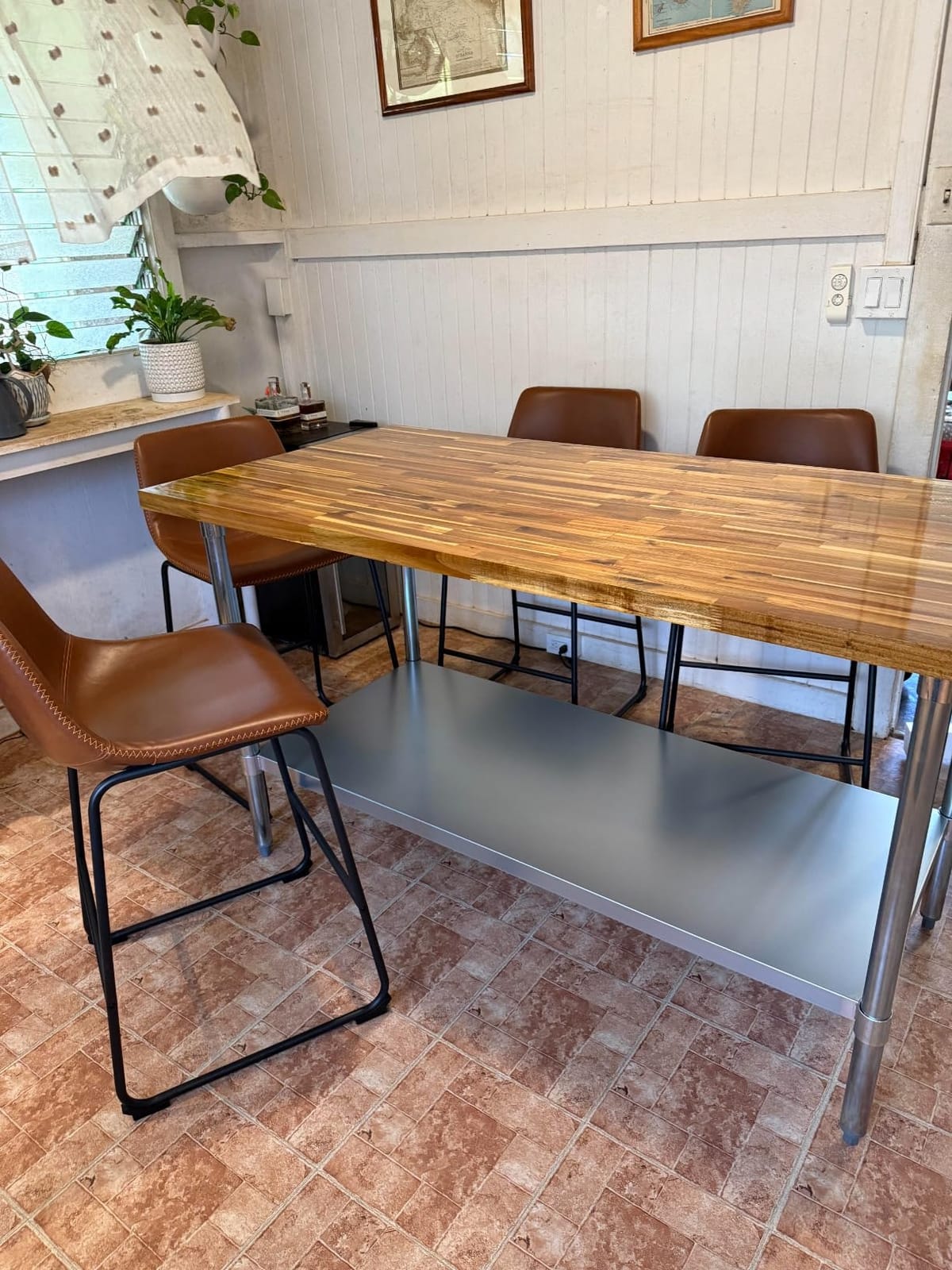 Howizz Acacia Butcher Block Countertop 96 x 25 x 1.5 Inches, Unfinished Solid Wood Table Top for DIY Desk Top, Workbench Top, Kitchen Countertop customer photo 1