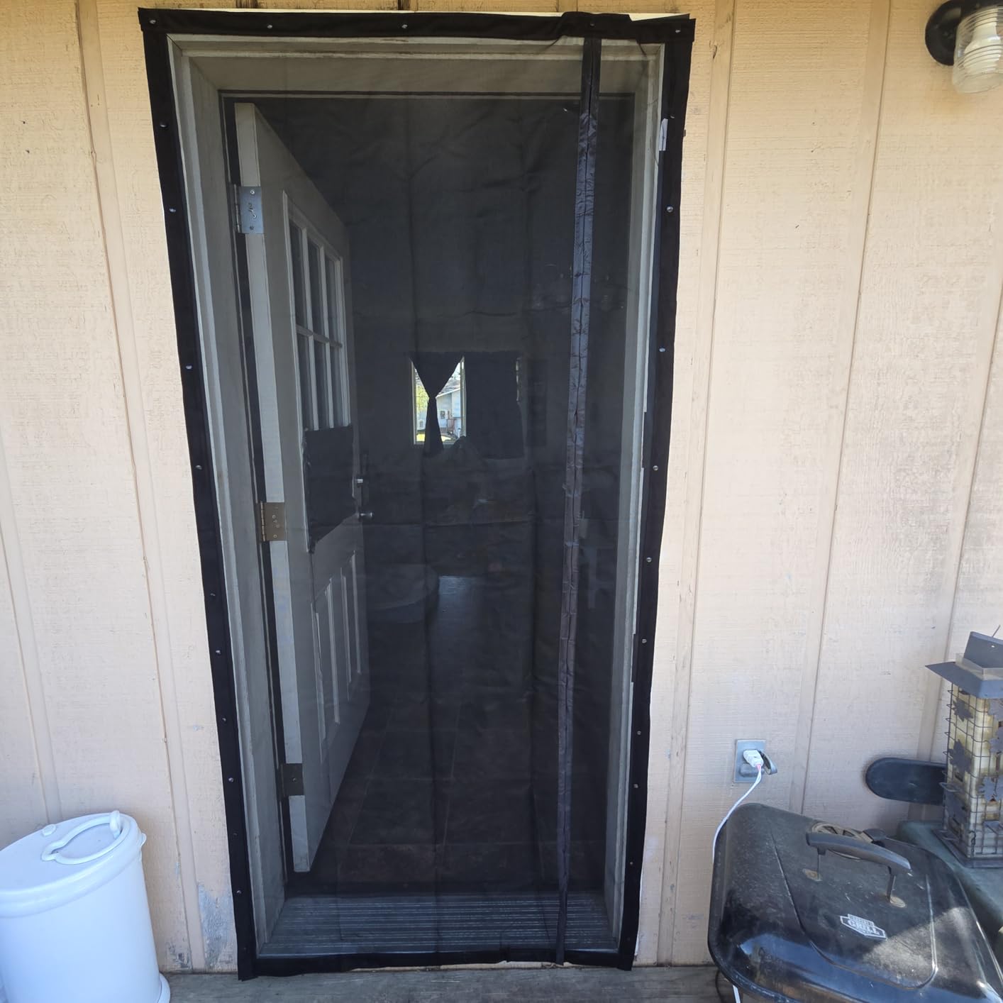 Reversible Side Opening Wide Magnetic Screen Door for Sliding & French Door | Heavy Duty Thicker 255g/㎡ Reinforced Mesh bug Door Screen Magnetic Closure, Screen 74