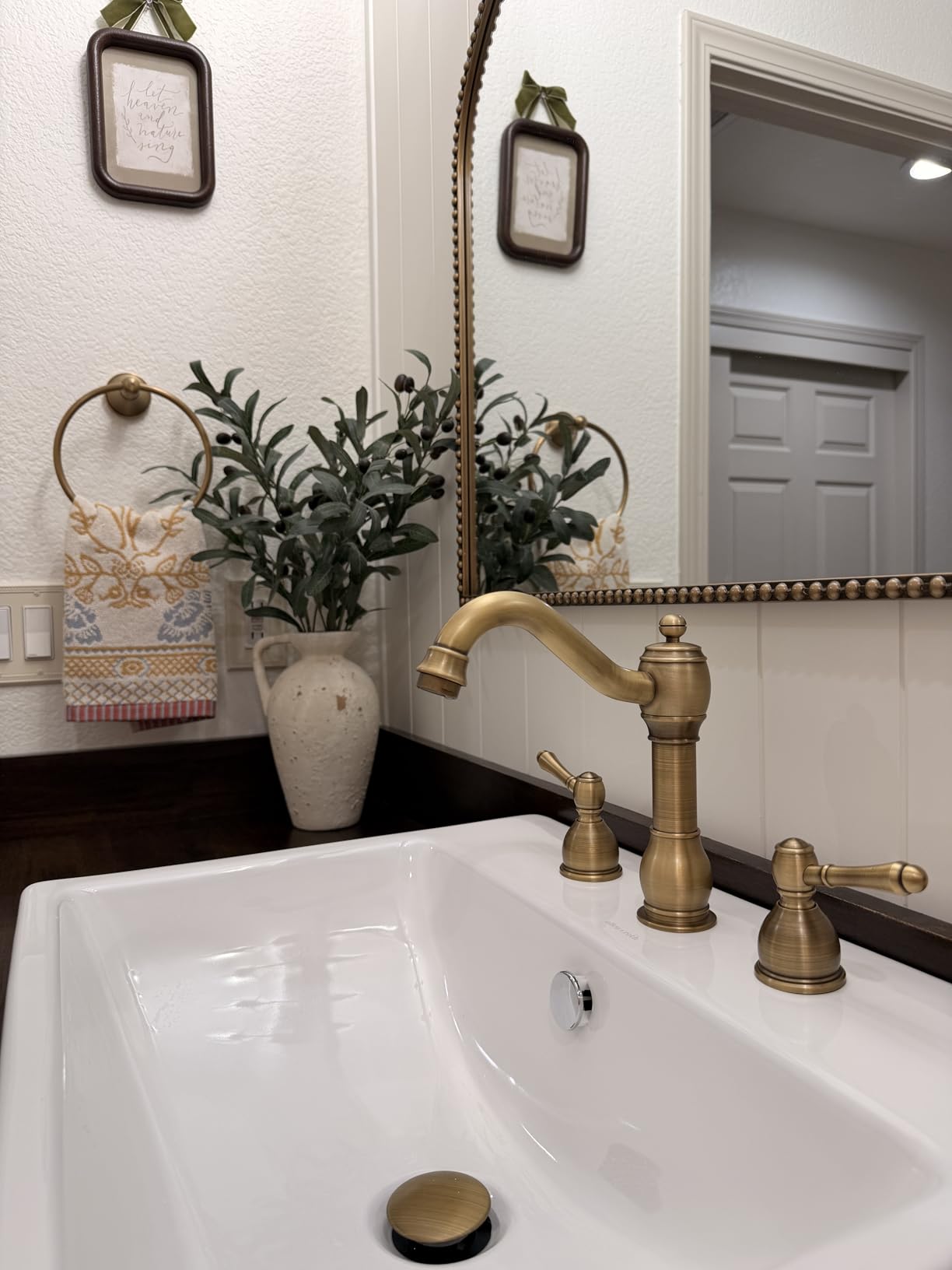 Antique Gold Arched Wall Mirror, 36