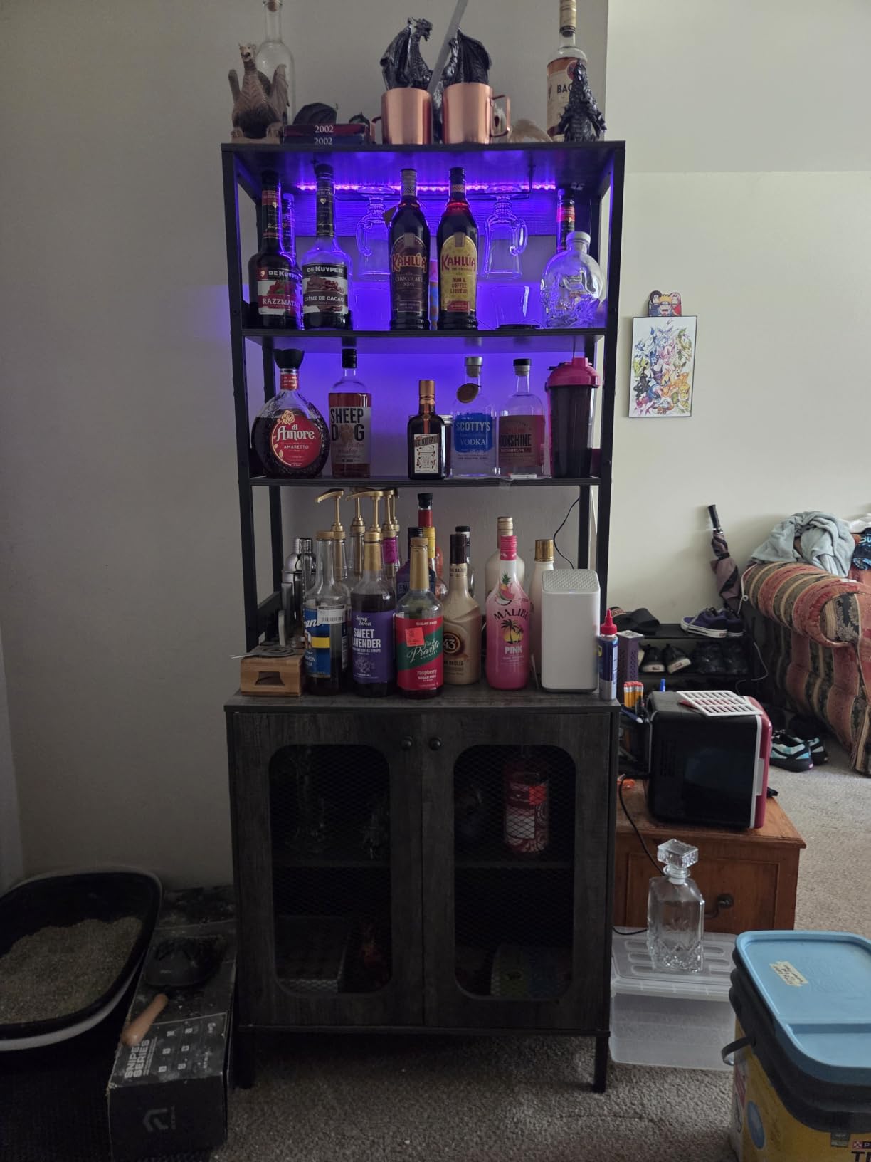 Aheaplus Bar Cabinet with Power Outlets, 67
