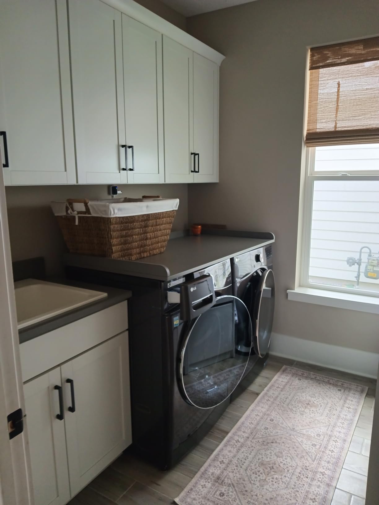 SpaceAid Washer Dryer Countertop, Laundry Wood Shelf Topper with Edge, 54