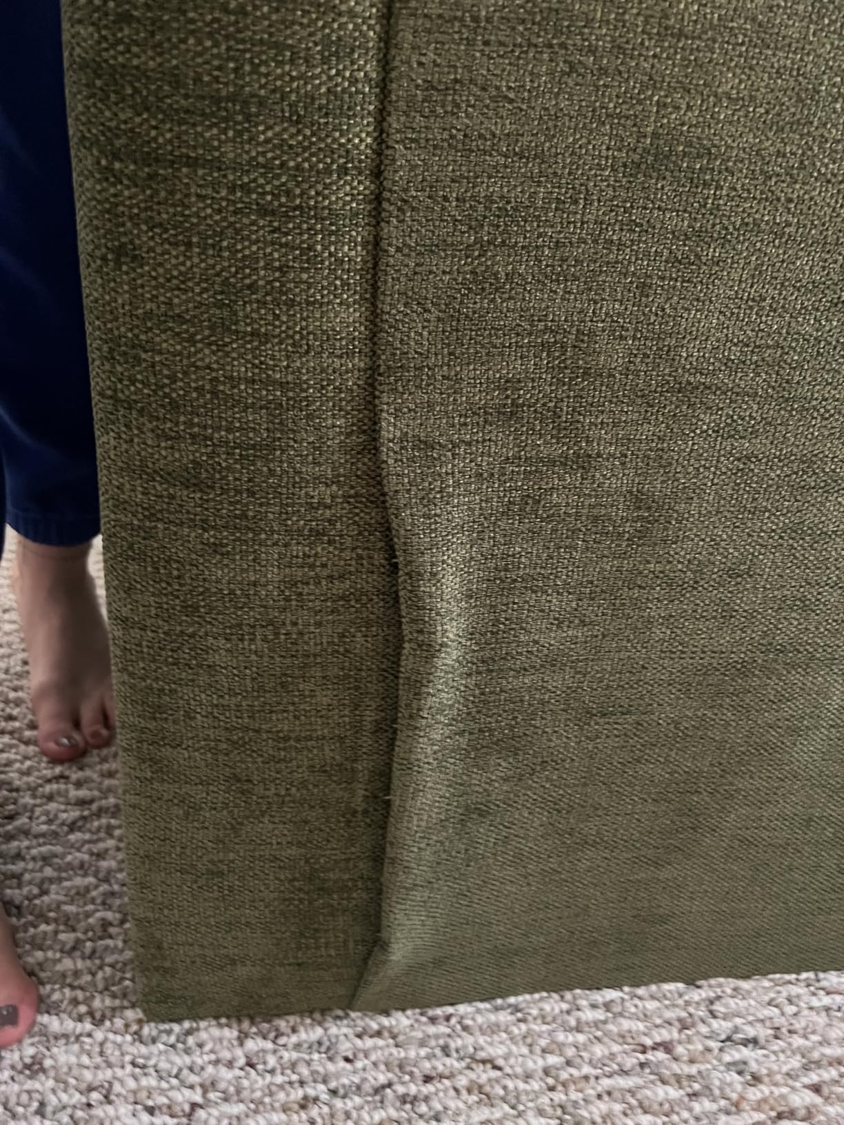 Signature Design by Ashley Bixler Sofa, Mid-Century Modern Green Couch | Polyester/viscose blend olive green chenille, Anti-sag platform base, Track arms, 2 22-in pillows customer photo 2