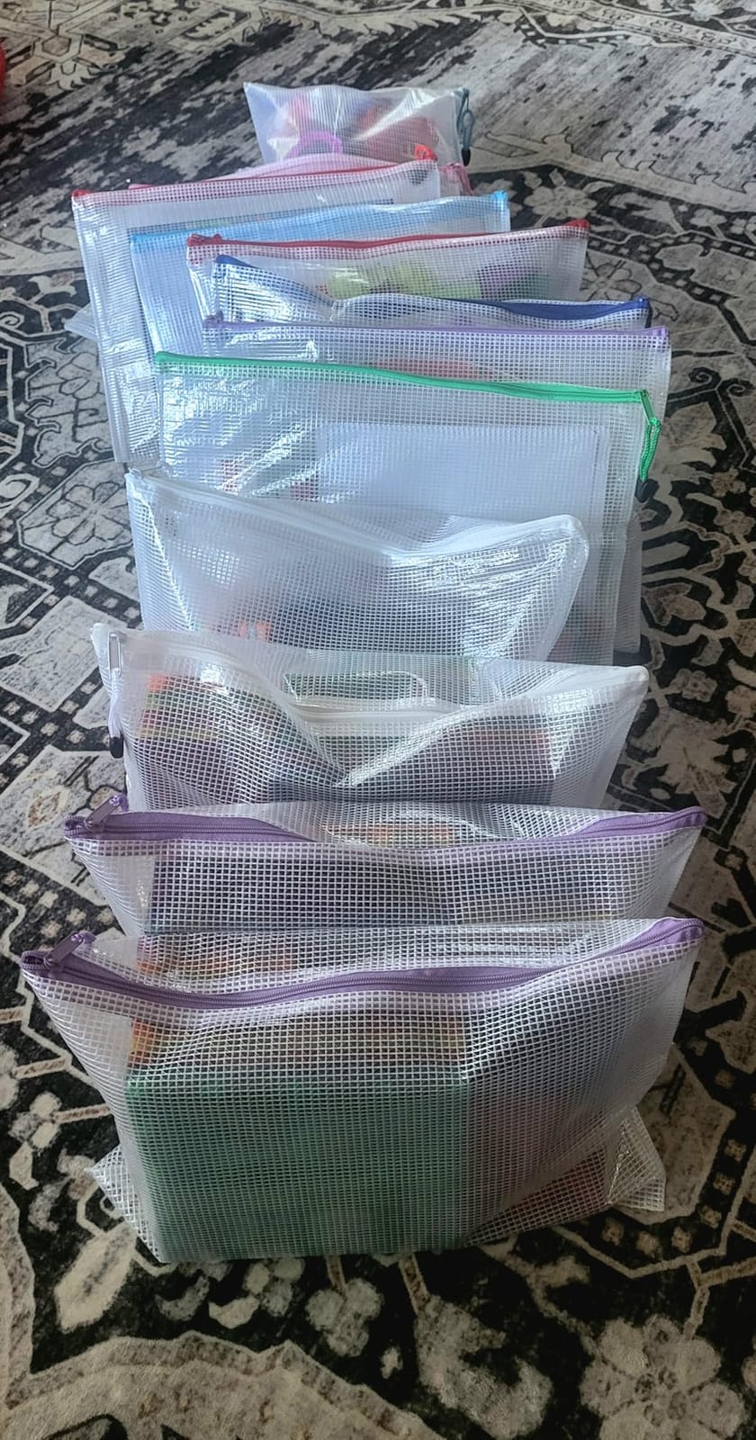 JARLINK A4 Mesh Zipper Pouch Bags, 24 Pcs Waterproof Zipper Pouch Bags | Multi-use Mesh Bags for Board Games & Puzzles, Office School Supplies, Toys, Cosmetics Travel Storage, 10 Colors, Lettle Size customer photo 1