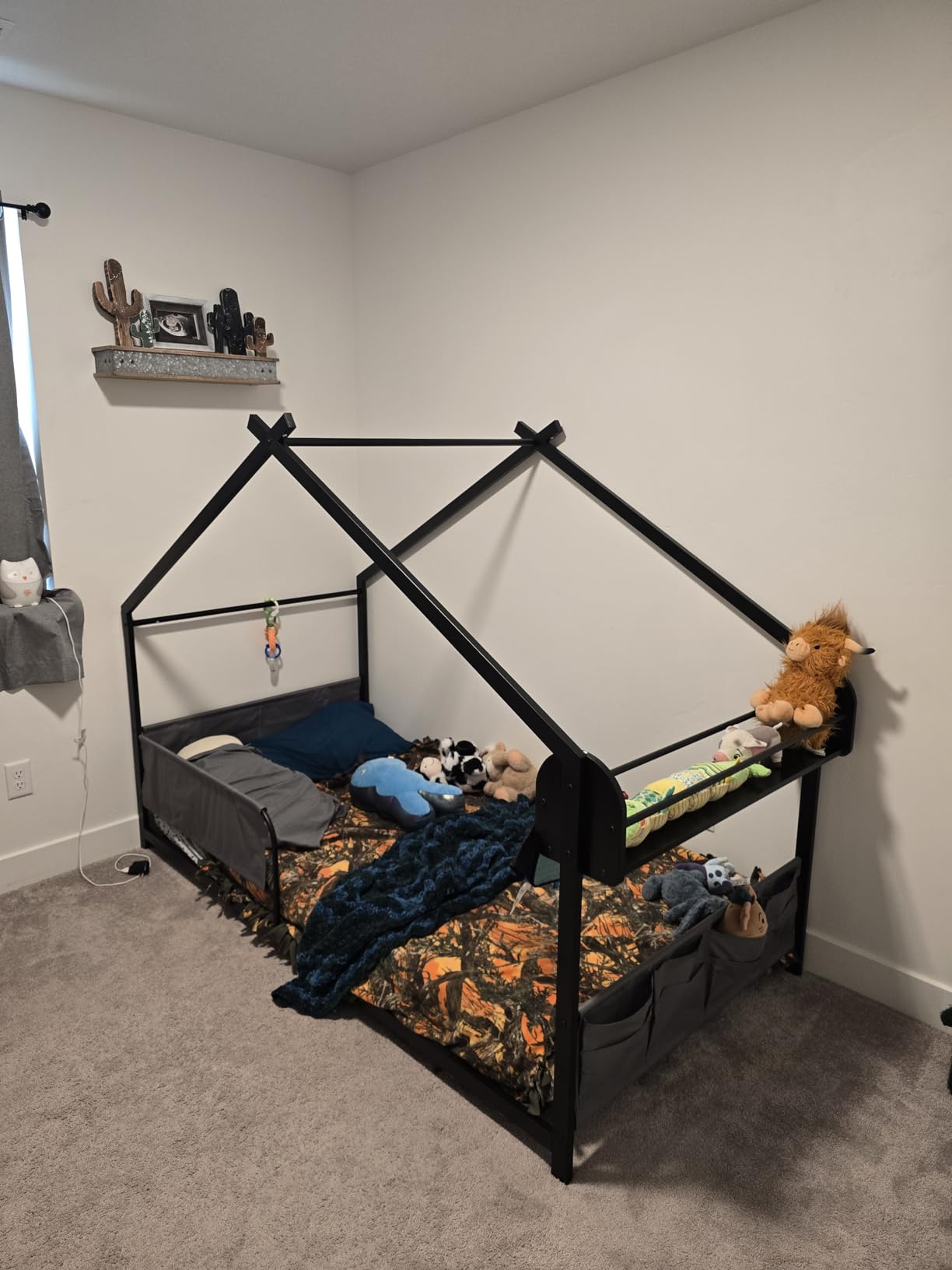 Timy Twin Size Montessori House Bed for Kids with Storage Rack and Caddy | House Shape Bed, Metal Floor Bed Frame for Boys and Girls, No Box Spring Needed, White customer photo 1