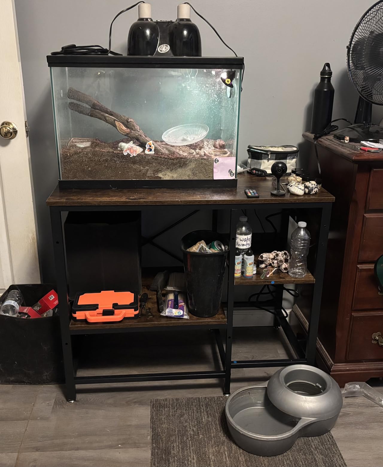 Bestier 55-75 Gallon Fish Tank Stand with Power Outlet, Rustic Brown, 49x13 | 6-Leg Steel Frame, 3-Tier Adjustable Shelves for Filters Storage, 700Lbs Capacity, 5-In-1 Power Outlet, 4 Leveling Feet customer photo 2