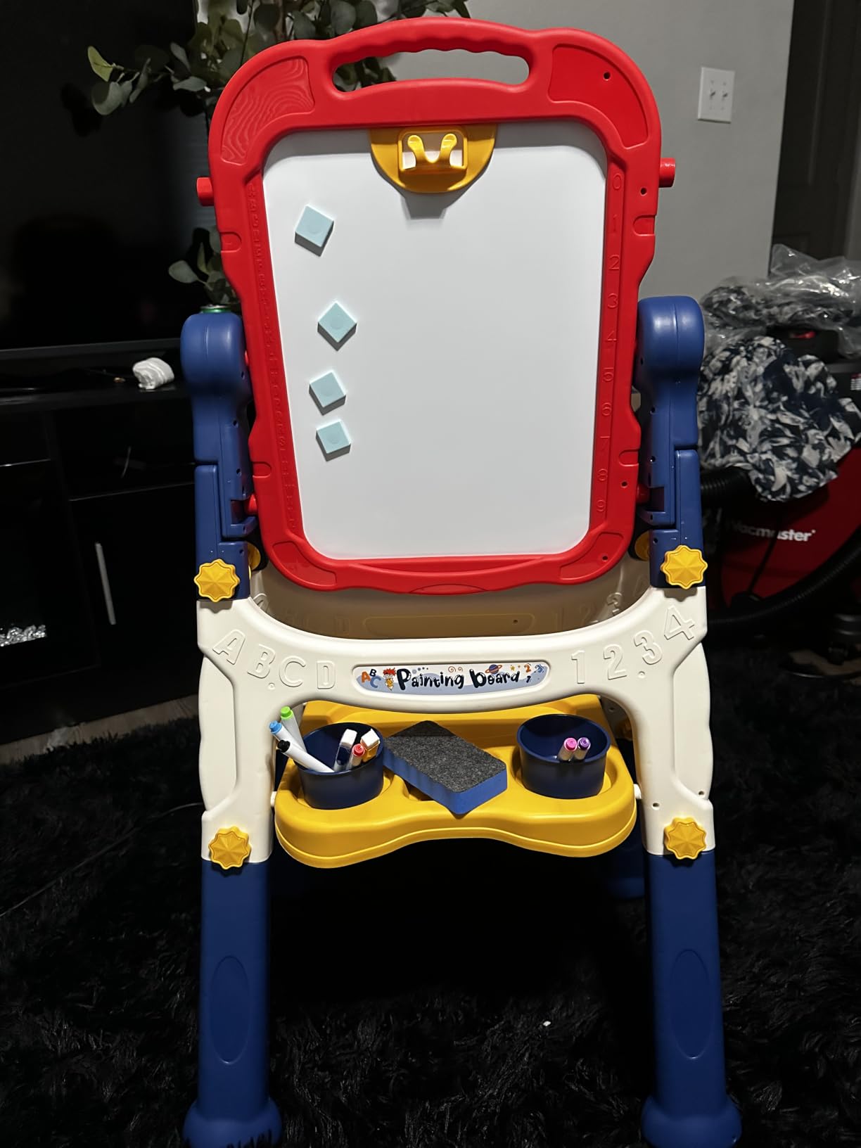 Kids Easel for Toddlers Age 3-4 Art Magnetic White Board & Chalkboard Double Side Adjustable Stand Art Easel Drawing Writing Learning Educational Toys for 3 4 5 Year Boys Girls Birthday Gifts customer photo 1