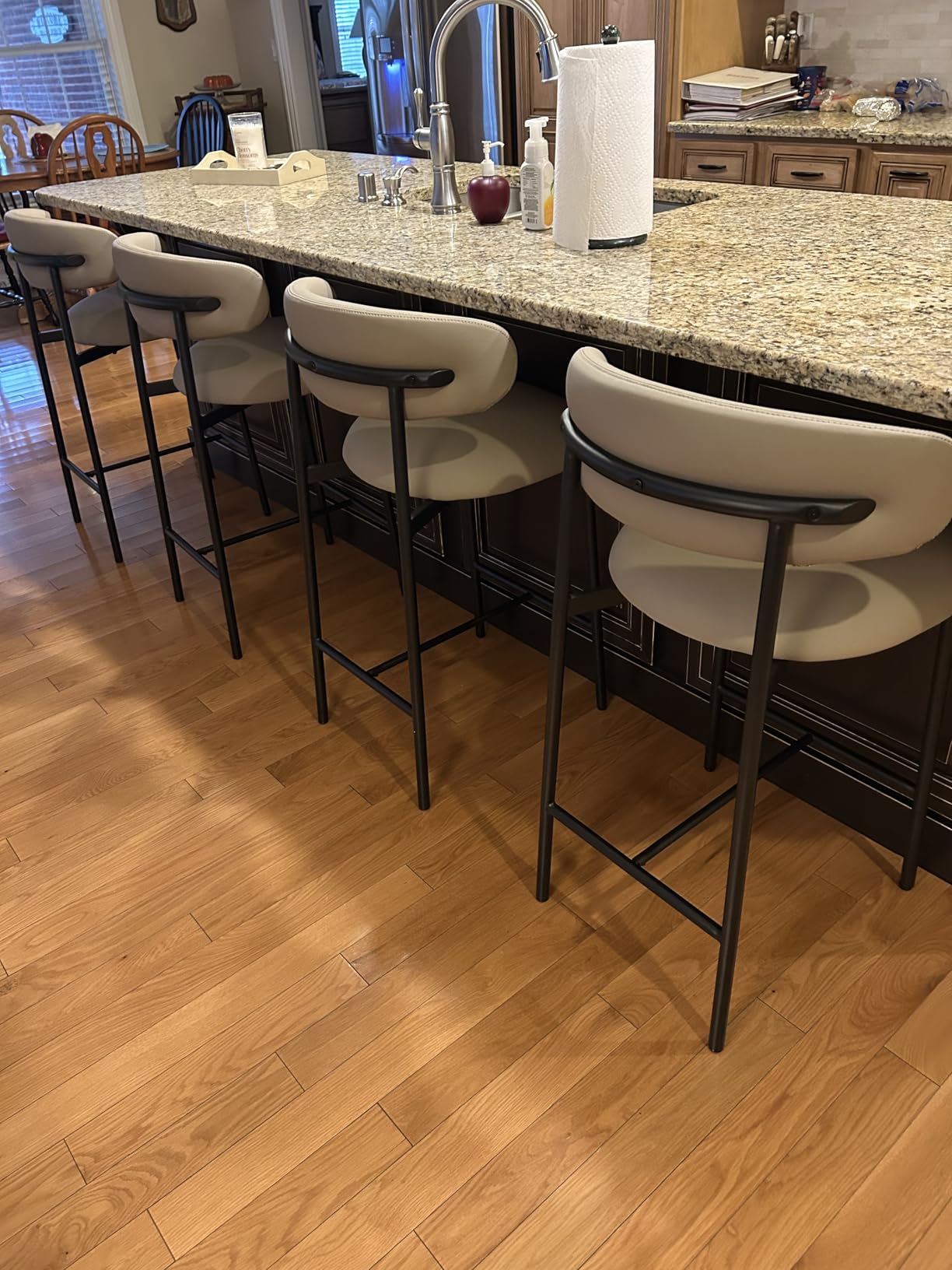 Meridian Furniture 995Taupe-C Lupita Collection Modern Contemporary Counter Stool with Soft Taupe Vegan Leather, Brushed Gold Metal Frame, 20.5 W x 19 D x 36 H, Taupe, Set of 2 customer photo 2