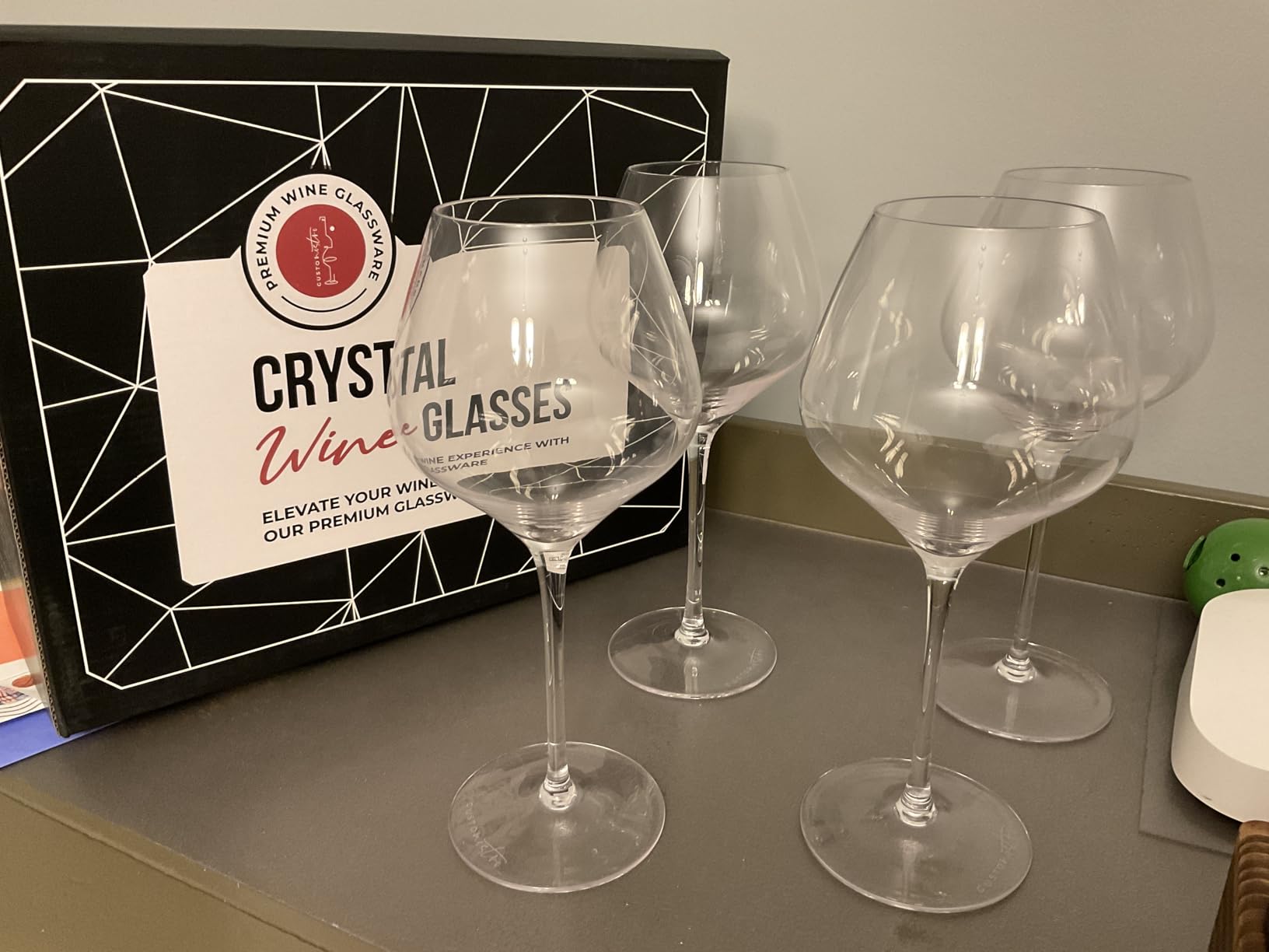 Gusto Nostro Crystal Wine Glasses Set of 4, 22 Oz Long Stem Modern Wine Glasses for White and Red Wine, Dishwasher Safe, Fancy, Elegant customer photo 2