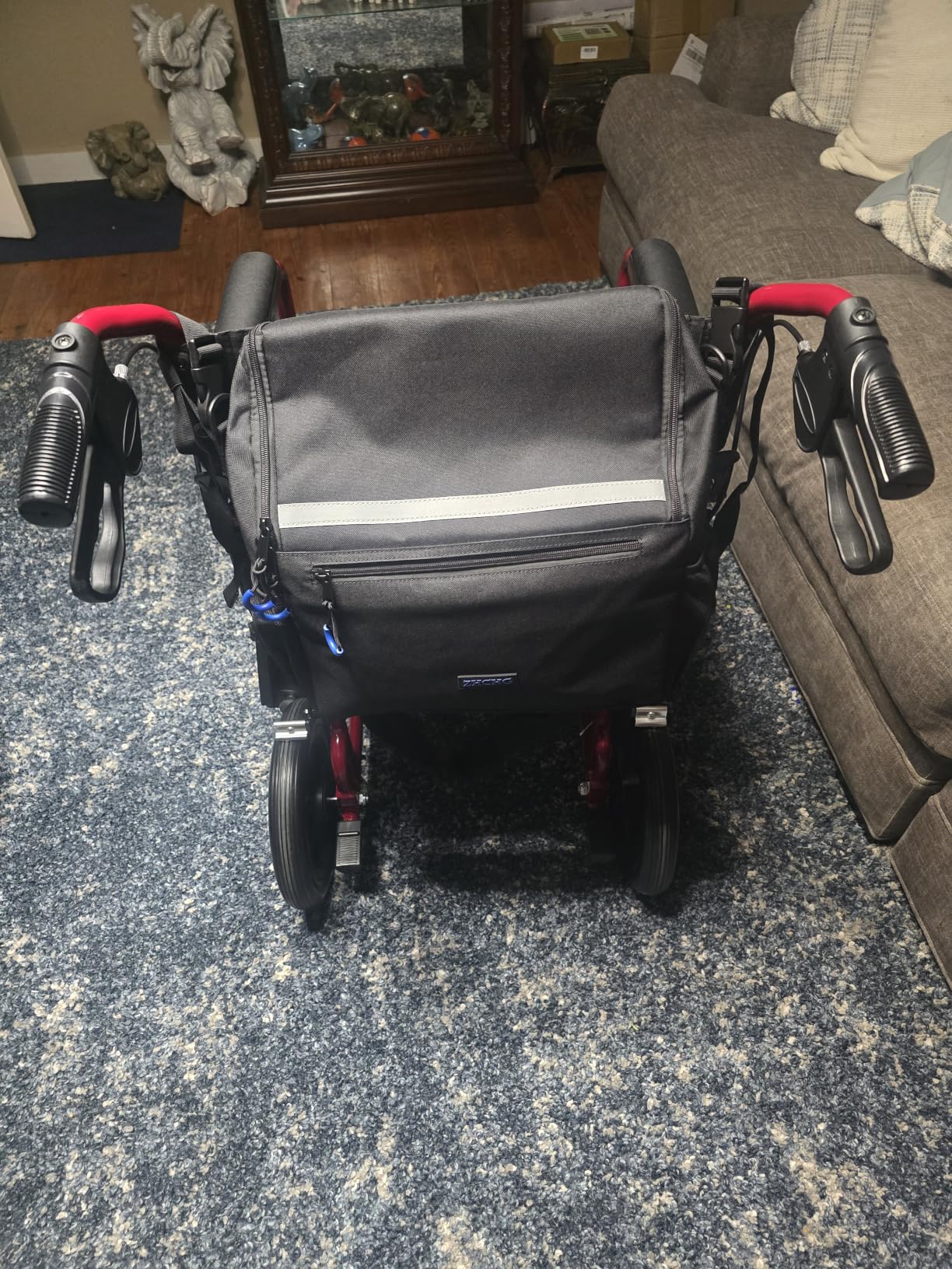 Wheelchair Bags to Hang on Back, Wheel Chair Accessories Storage Bag | Electric Wheelchair Backpack with Cup Holder, Durable Large Multi-Functional Storage Bag for Walker, Rollator- Black customer photo 1