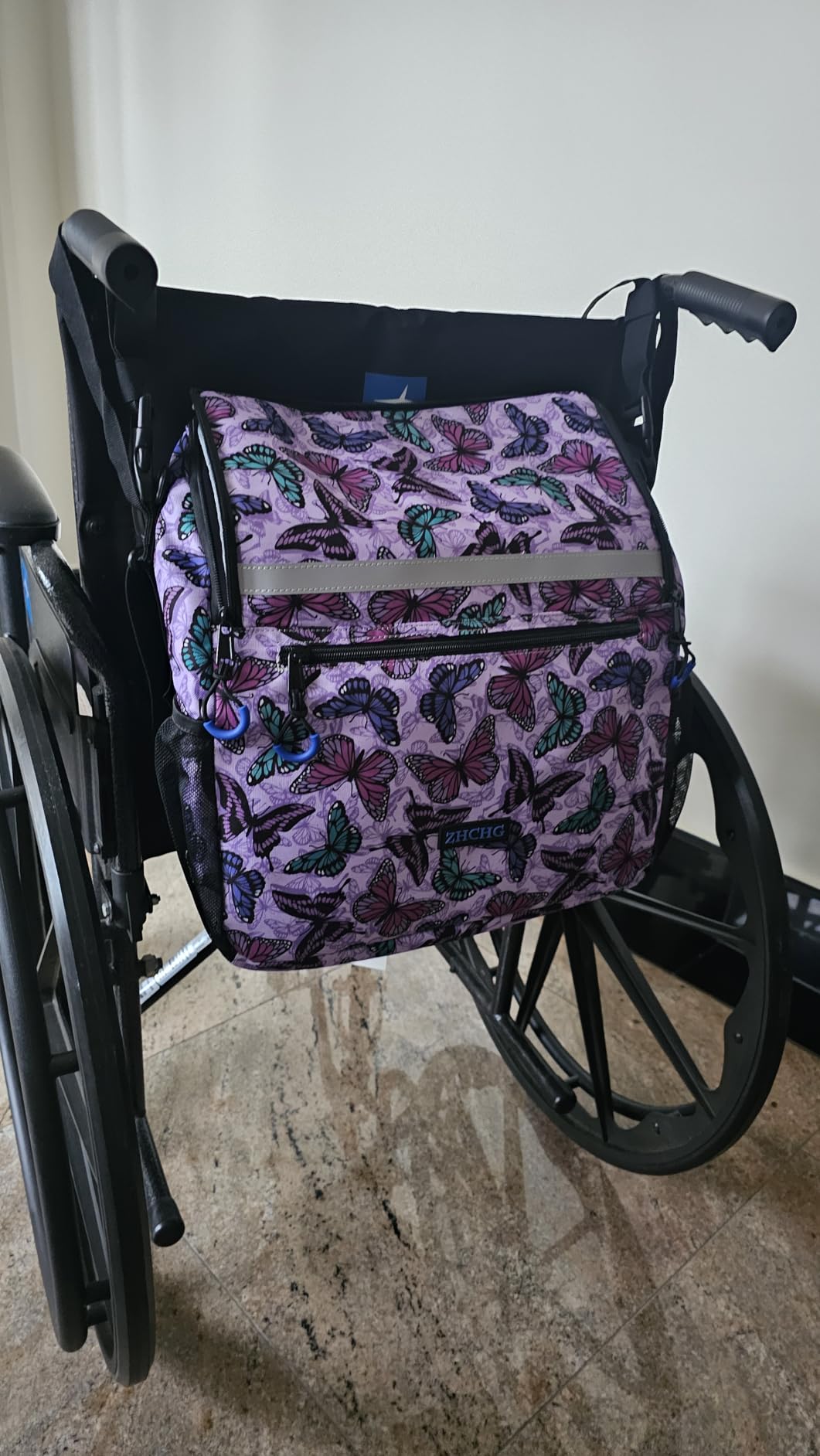 Wheelchair Bags to Hang on Back, Wheel Chair Accessories Storage Bag | Electric Wheelchair Backpack with Cup Holder, Durable Large Multi-Functional Storage Bag for Walker, Rollator- Black customer photo 2