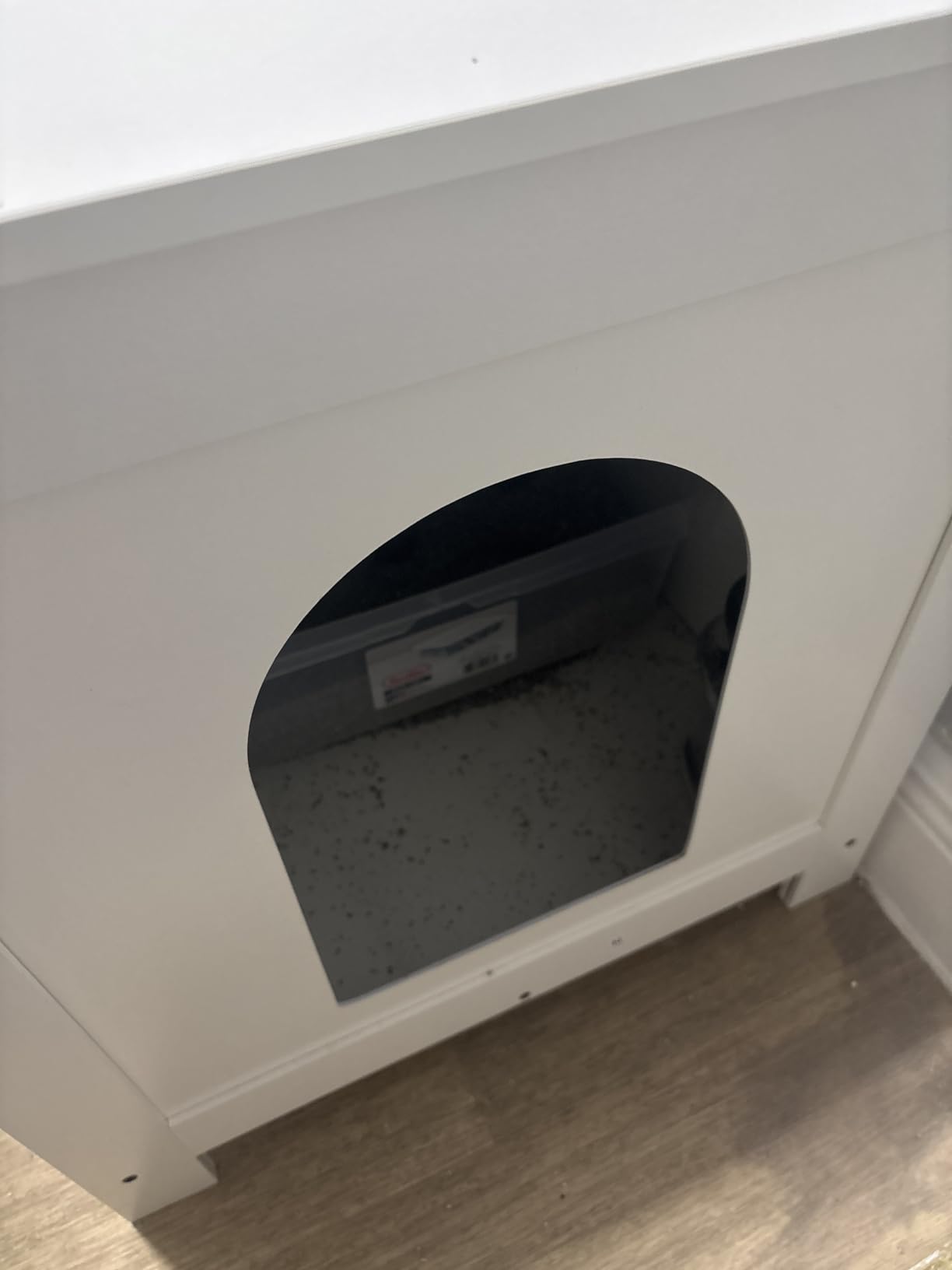 Shintenchi Cat Litter Box Enclosure, Litter Box Furniture Cabinet Hidden with Removable Divider, Wooden Cat House with End Table, Grey, 31.5 inch customer photo 1