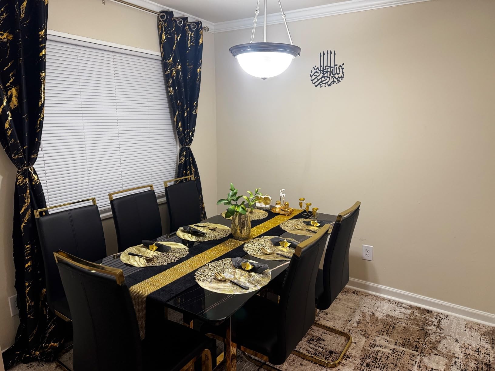 79'' Modern Dining Table Set for 10, Black Kitchen Table with 1.8