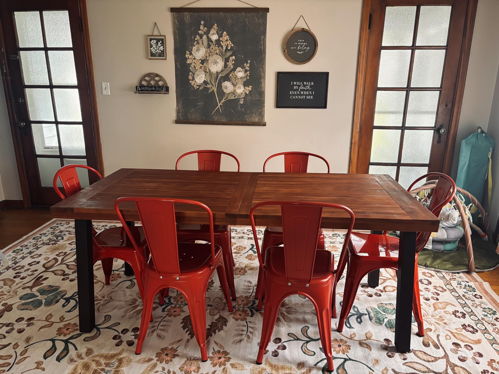 Devoko 6 Person Acacia Wood Dining Table for Kitchen, Walnut Brown | Farmhouse Kitchen Table for 6 for Indoor Outdoor Mesa De Comedor customer photo 1