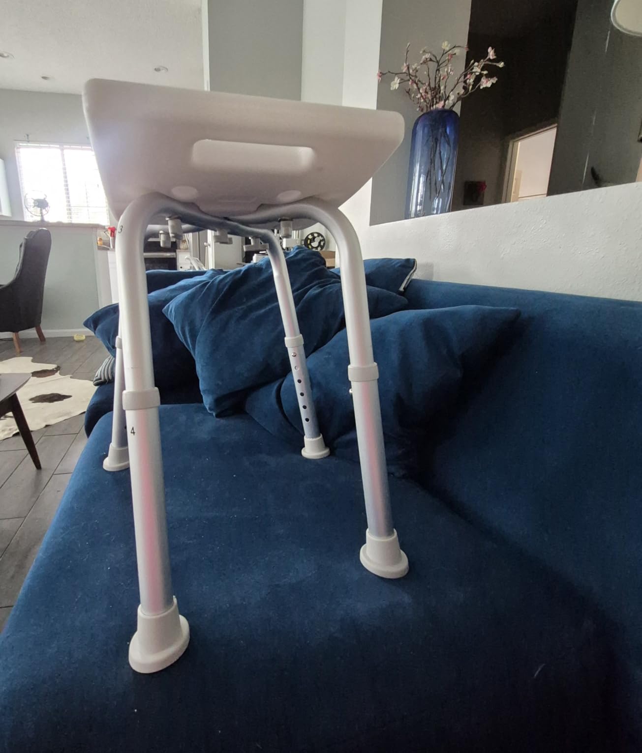 HOMLAND Shower Chair for Inside Shower, 400 lbs Adjustable Shower Stool with Suction Feet, Shower Seat for Inside Tub Bathroom Bench Bath Chair for Elderly and Disabled - Light Blue customer photo 2
