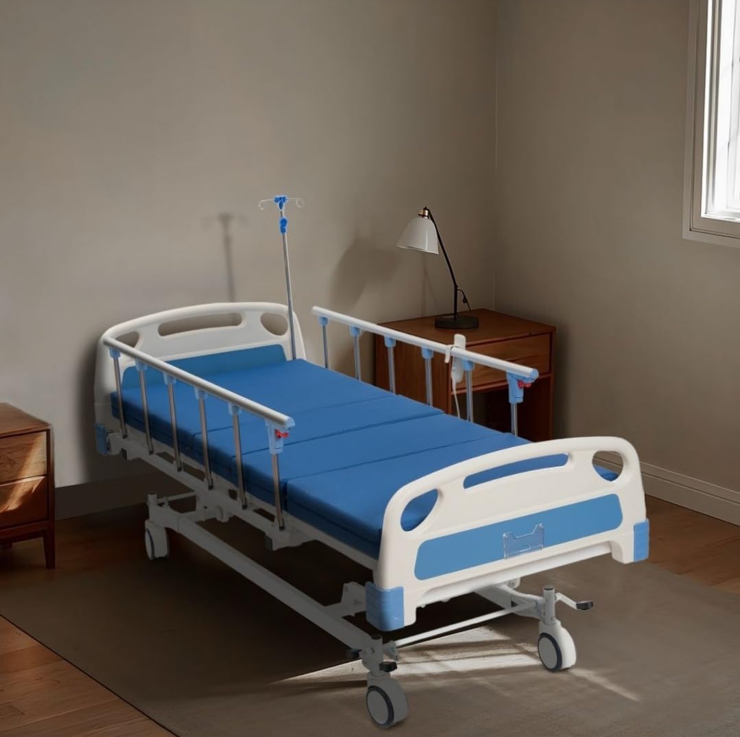 Real Relax Premium 3 Function Full Electric Hospital Bed (with Mattress & IV Pole), Premium Medical Hospital Beds, with Locking Casters, Motor, 530LBS Loading, Includes Sheets (2X) customer photo 2