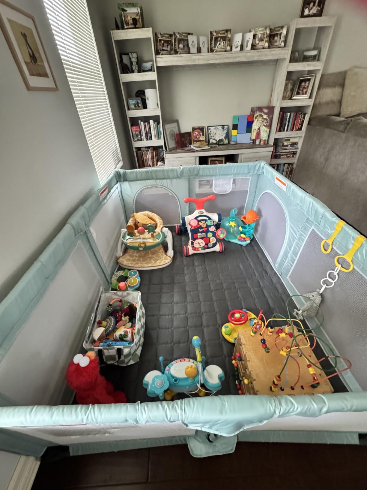 ICAREWAY Foldable Playpen for Babies and Toddlers, 50x50 Inches Portable Playpen, Dark Gray customer photo 2