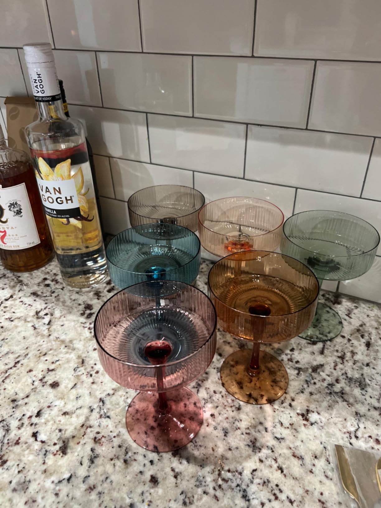 Pastel Light Colored Coupe Glasses Set of 6 for spring summer | 9 oz martini Glasses | Colorful Cocktail Glasses Set, Colored Coupe Glass, Champagne Coupe Glasses for Cocktail, Martini, Champagne customer photo 1