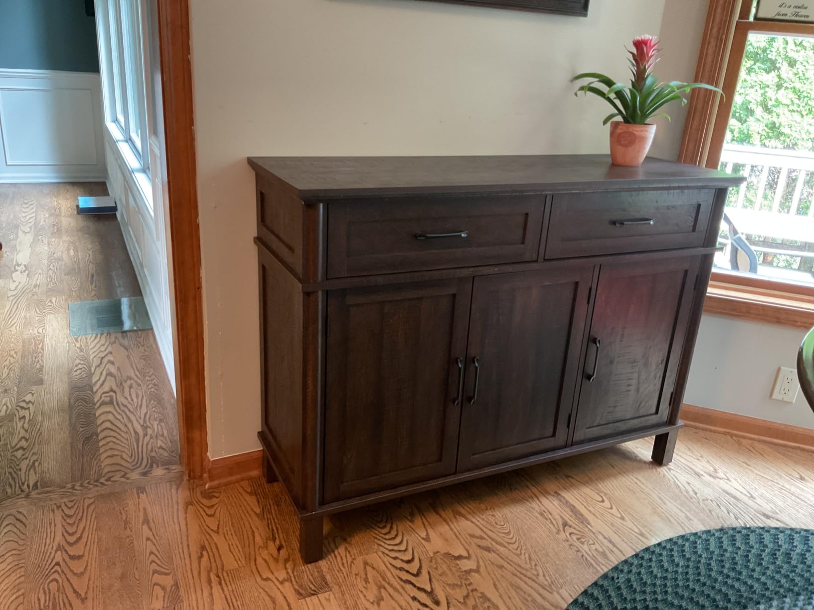 ONBRILL 48 Inch Buffet Cabinet with Storage, Black | Farmhouse Sideboard Buffet w/2 Drawers and 3 Doors, Wood Coffee Bar Cabinet with Adjustable Shelves for Kitchen, Living Room customer photo 1