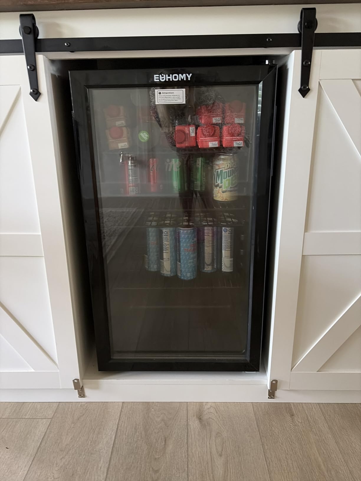 EUHOMY 128 Can Wine Cooler Refrigerator, Wine Fridge Glass Door, Silver customer photo 2