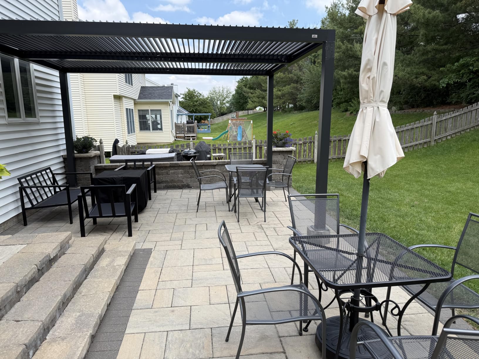 PURPLE LEAF Louvered Pergola 12' x 14' 94AS LED Strip Light Windproof | Two Adjustable Roofs, All-Aluminum Rustproof, 72mph Wind Resistant, Plus Hidden LED Strip Lights, Multiple Size Options customer photo 1