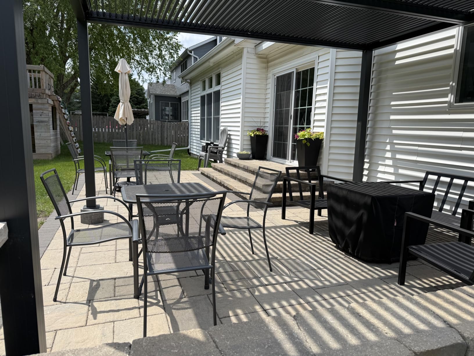 PURPLE LEAF Louvered Pergola 12' x 14' 94AS LED Strip Light Windproof | Two Adjustable Roofs, All-Aluminum Rustproof, 72mph Wind Resistant, Plus Hidden LED Strip Lights, Multiple Size Options customer photo 2