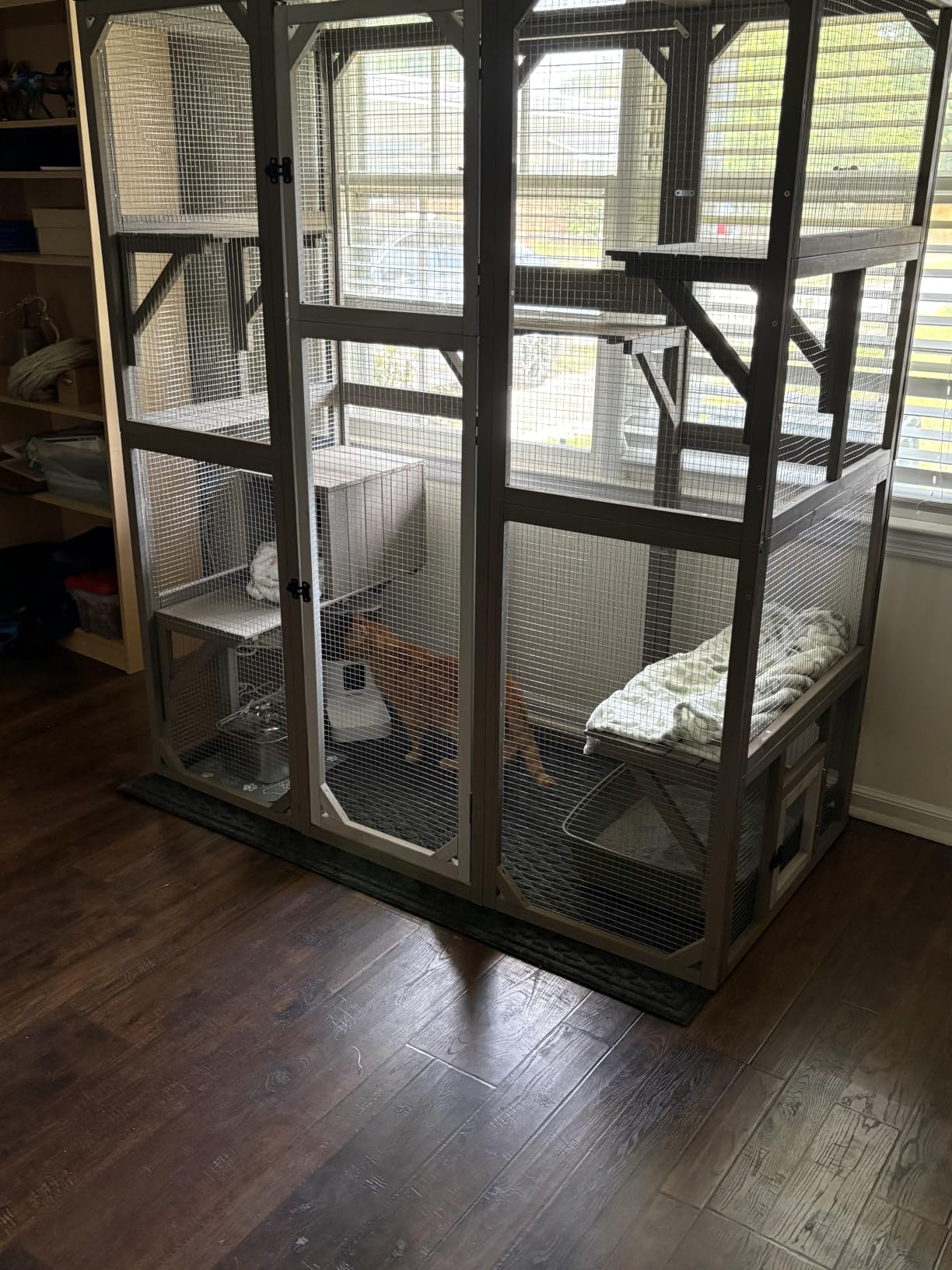 Ketive Catio Outdoor Cat Enclosure Large Window Cat House Walk in Kitty Cage with Multi-Level Platforms, Waterproof Roof for Mulitiple Cats (59