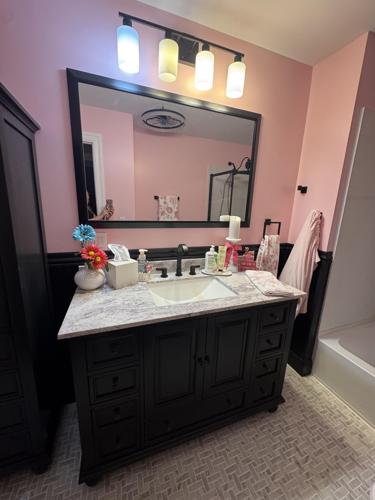 Briivue Black Metal Framed Bathroom Wall Mirror, 22x30 Inch | Anti-rust, HD tempered glass, for bathroom vanity, bedroom, living room, horizontal or vertical mount customer photo 1