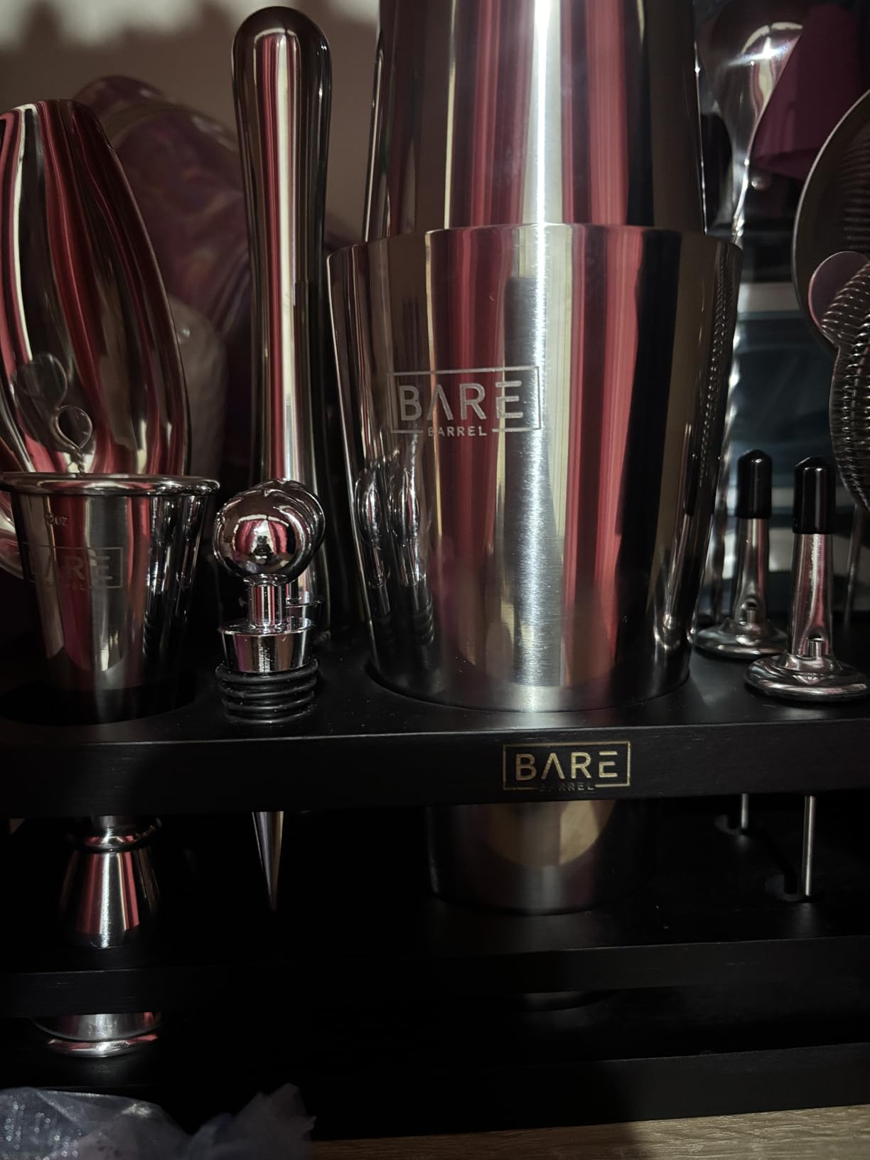 BARE BARREL Mixology Bartender Kit Bar Set | 16-Piece Cocktail Shaker Set | Martini Barware Mixing Tools for Home Bartending with 35 Recipe Cards (28oz Boston Shaker, Jet Black/Black) customer photo 2