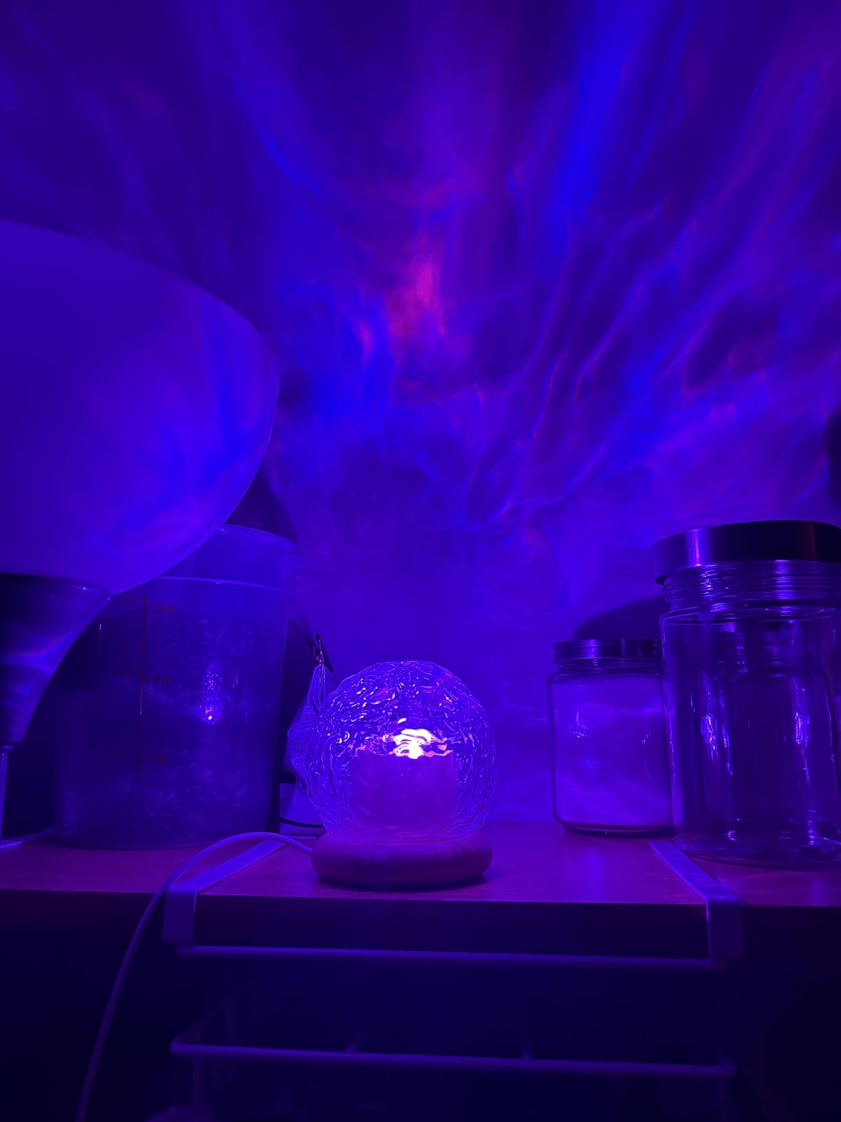 Ambient Lighting, 16 Colors Led Lights for Bedroom, Gift Ideas, Room Decor | 3-in-1 Sunset/Ocean/Northern Patterns, Remote, 6 Brightness, 1 Hr Timer, Made of Glass & Wood, for Bedroom, Bathroom, Dorm customer photo 2