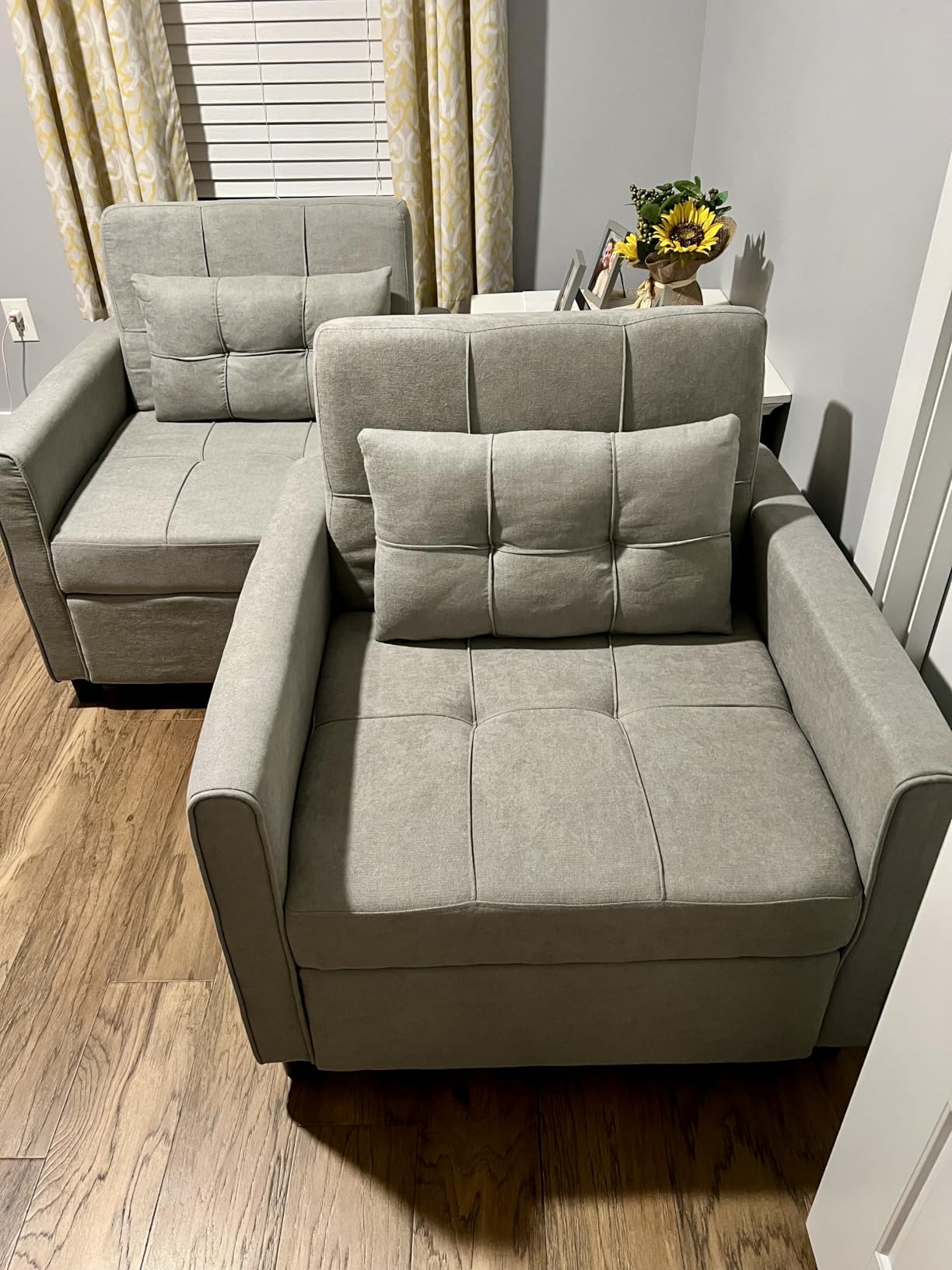 Gizoon 3-in-1 Convertible Sofa Bed Chair, Pullout Sleeper, Adjustable Back | 4-Level Adjustable Backrest, Sturdy Steel Frame, Breathable Linen, Side Pocket, Fits Living Room, Apartment, Space-Saving customer photo 2