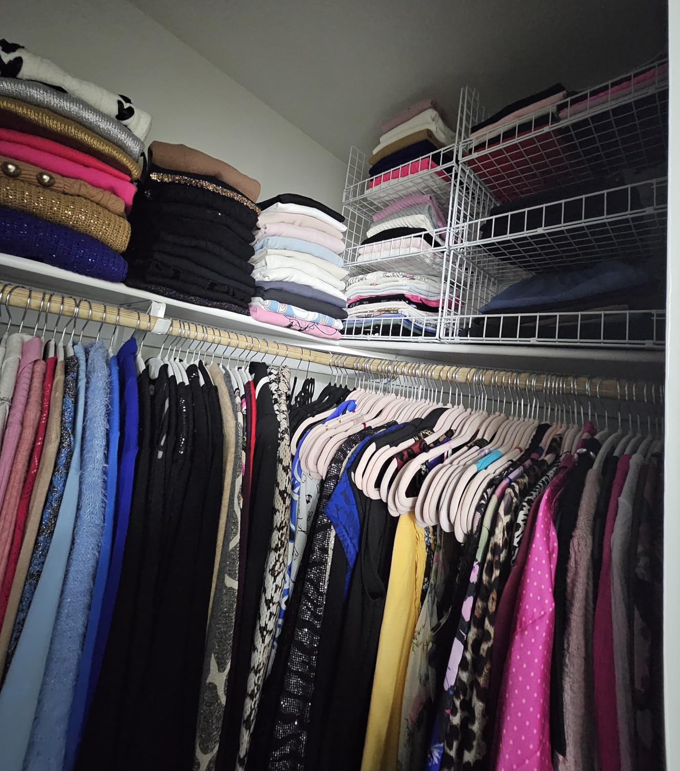 Yociyoga 4-Tier Stackable Closet Organizers and Storage Basket, Foldable Closet Shelf Organizer System, Space-Saving Clothes Storage Drawer Organizer for Wardrobe, White customer photo 1