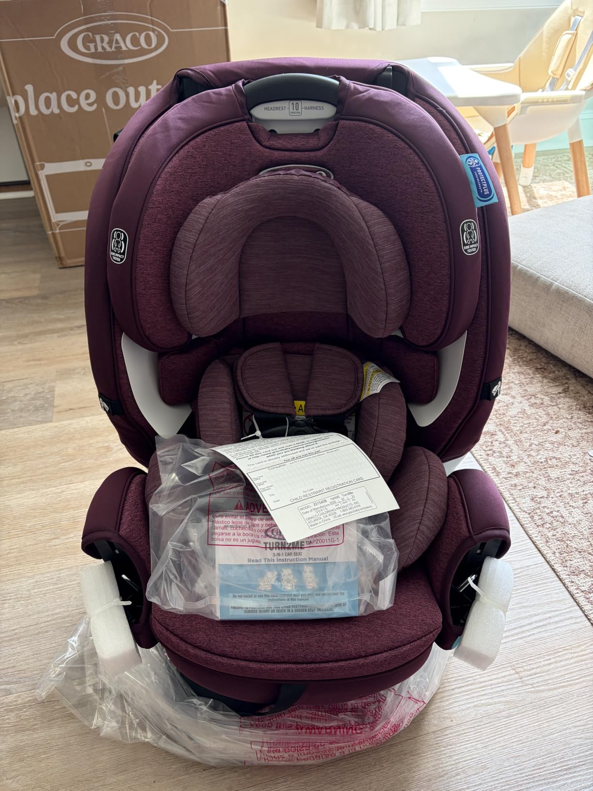 Graco Turn2Me 3-in-1 Rotating Convertible Car Seat, Cambridge, Rear-Facing Rotation Only, Forward-Facing Mode, Highback Booster Up to 100 lbs, Adjustable Headrest & Harness, Steel Reinforced Frame customer photo 1