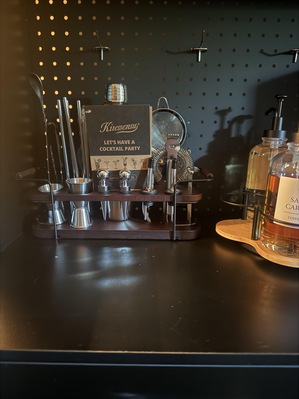 KITESSENSU Cocktail Shaker Set Bartender Kit with Stand | Complete 24-Piece Bar Set Cocktail Kit with All Bar Accessories: Martini Shaker, Jigger, Muddler | Drink Mixer Set for Home Bar Cocktails customer photo 2