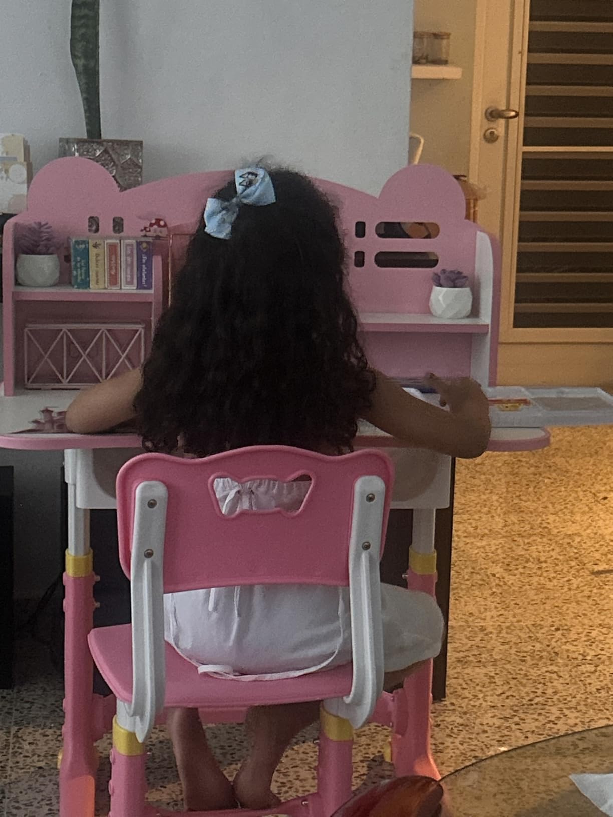 Kids Desk and Chair Set, Height Adjustable Kids Desk | Child's School Study Writing Tables with Bookstand and Storage Drawer, Widened Desktop with Desktop for Boys and Girls customer photo 1