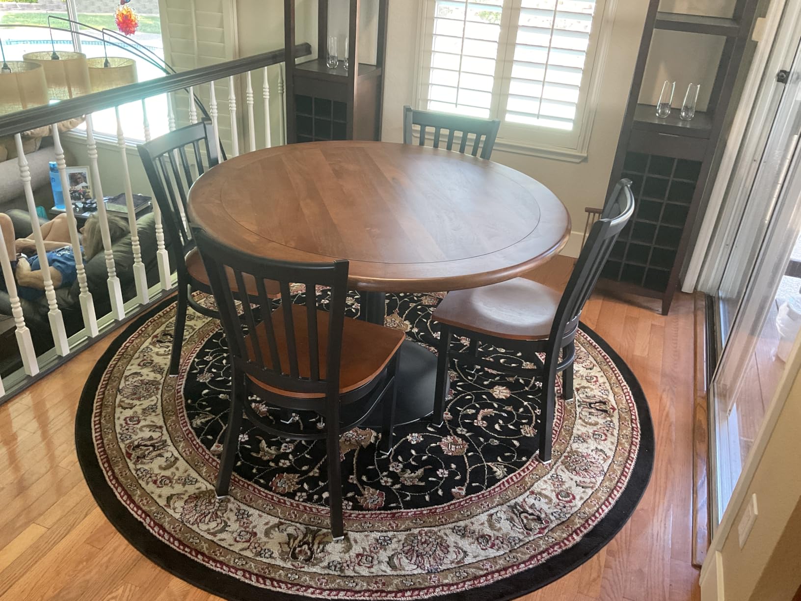 Modway Lippa 48 Inch Round Wood Dining Table with Metal Pedestal in Brass Walnut - Modern Industrial Dining Table for 4 People - Solid Wood Tulip Kitchen Table customer photo 1