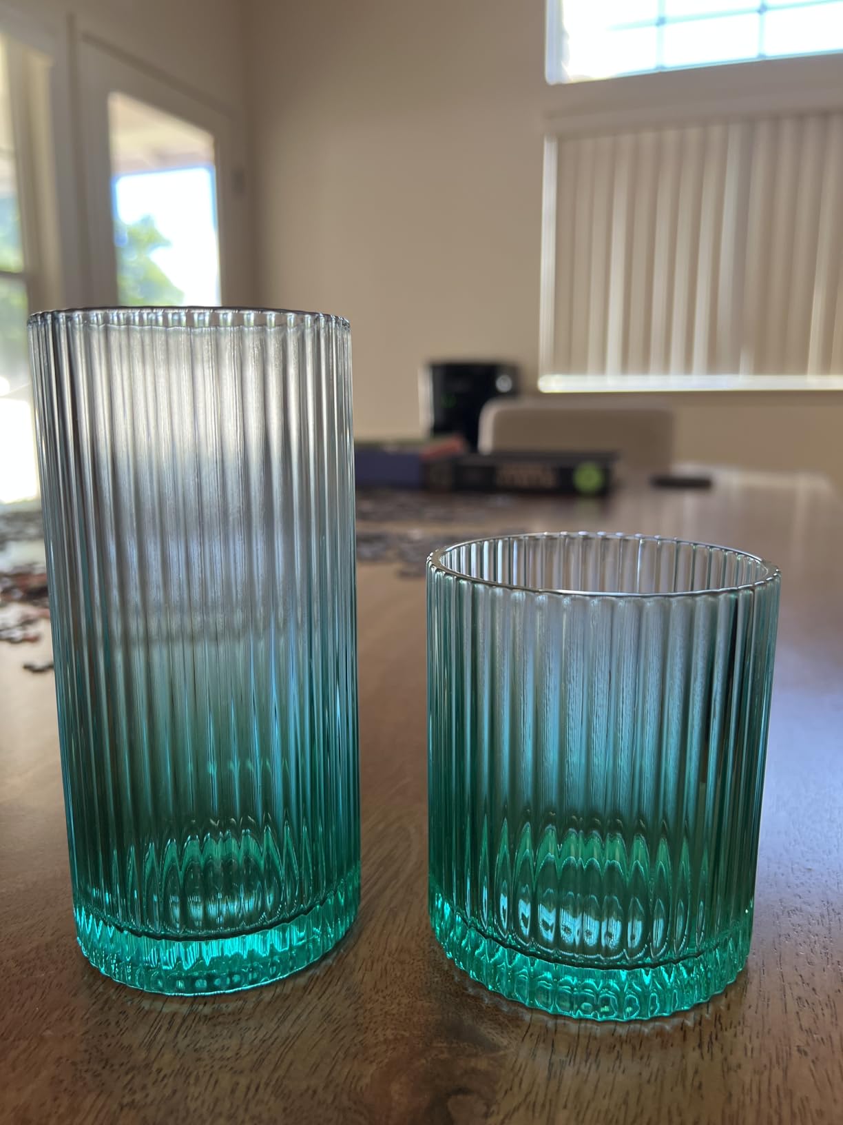 Ribbed Drinking Glasses 8pcs, 12oz and 10oz Glassware, Tumbler Glasses Cup Set for Wedding, Party, Christmas Gift, Clear customer photo 2